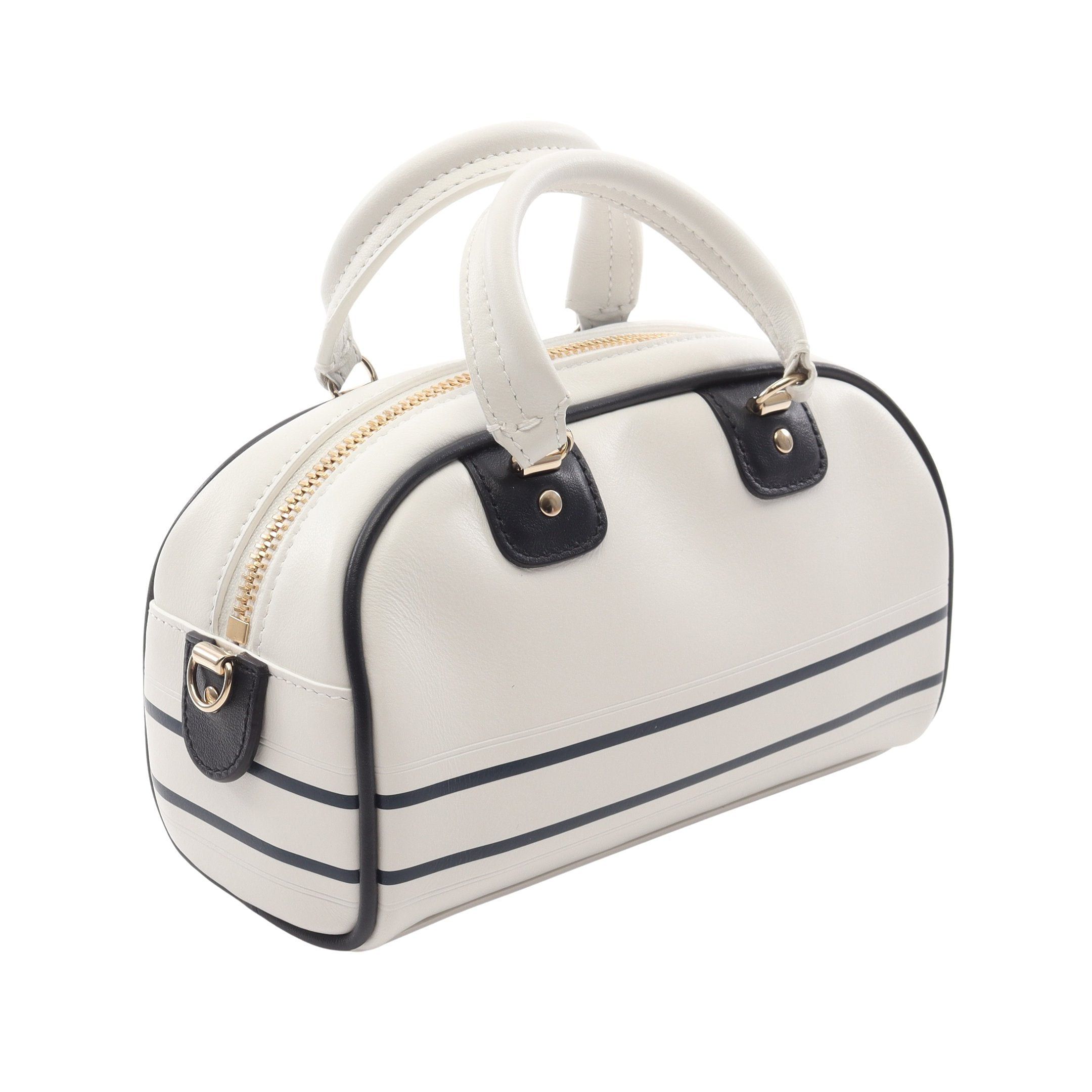 Dior Dior Vibe Mini Bowling Bag Handbag Boston Leather White Black Size ONE SIZE - 2 Thumbnail