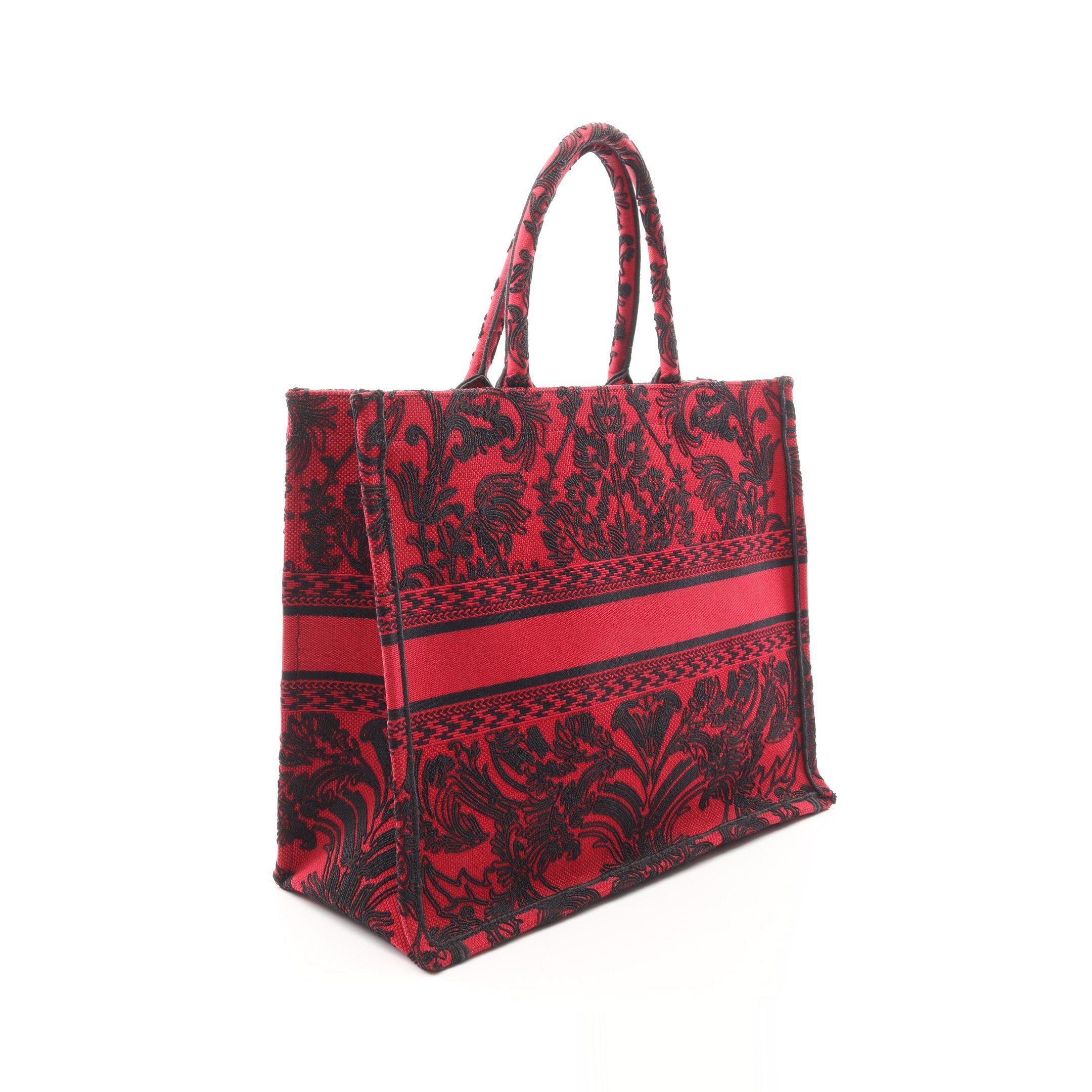 Dior Dior Book Tote Large Handbag Bag Canvas Red Black Size ONE SIZE - 2 Thumbnail