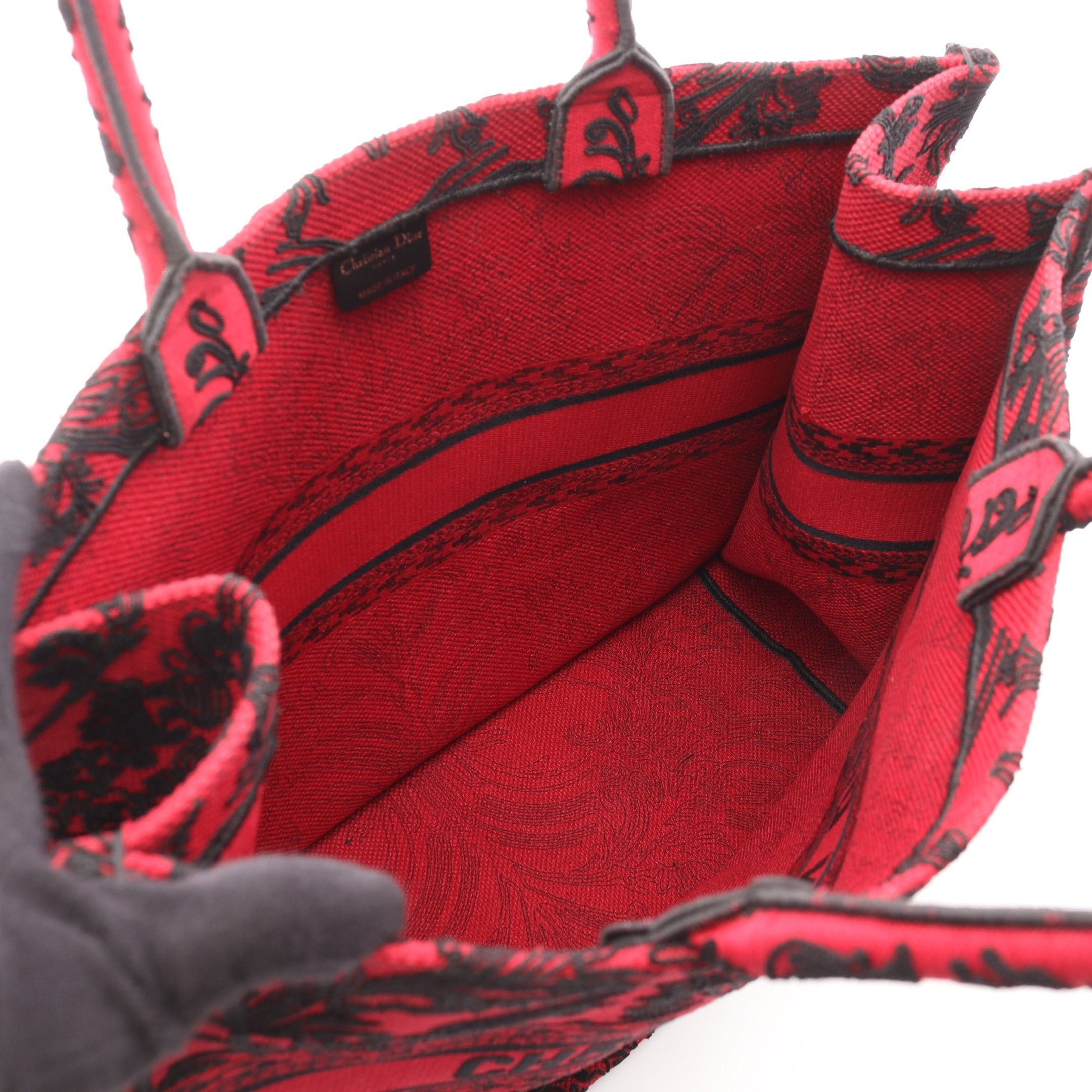 Dior Dior Book Tote Large Handbag Bag Canvas Red Black Size ONE SIZE - 3 Thumbnail