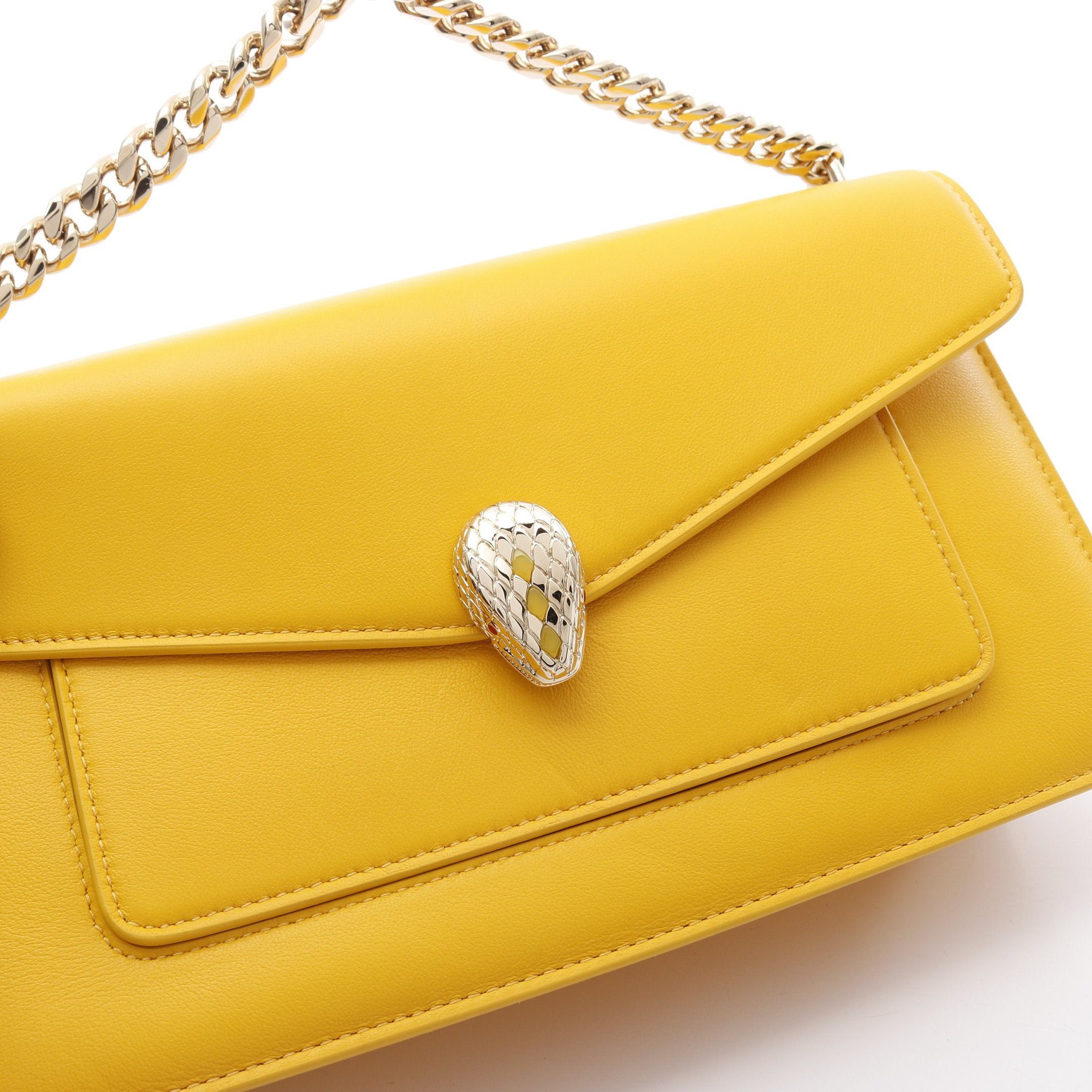 Bvlgari Bvlgari Serpenti Forever Chain Handbag Leather Yellow Size ONE SIZE - 9 Thumbnail