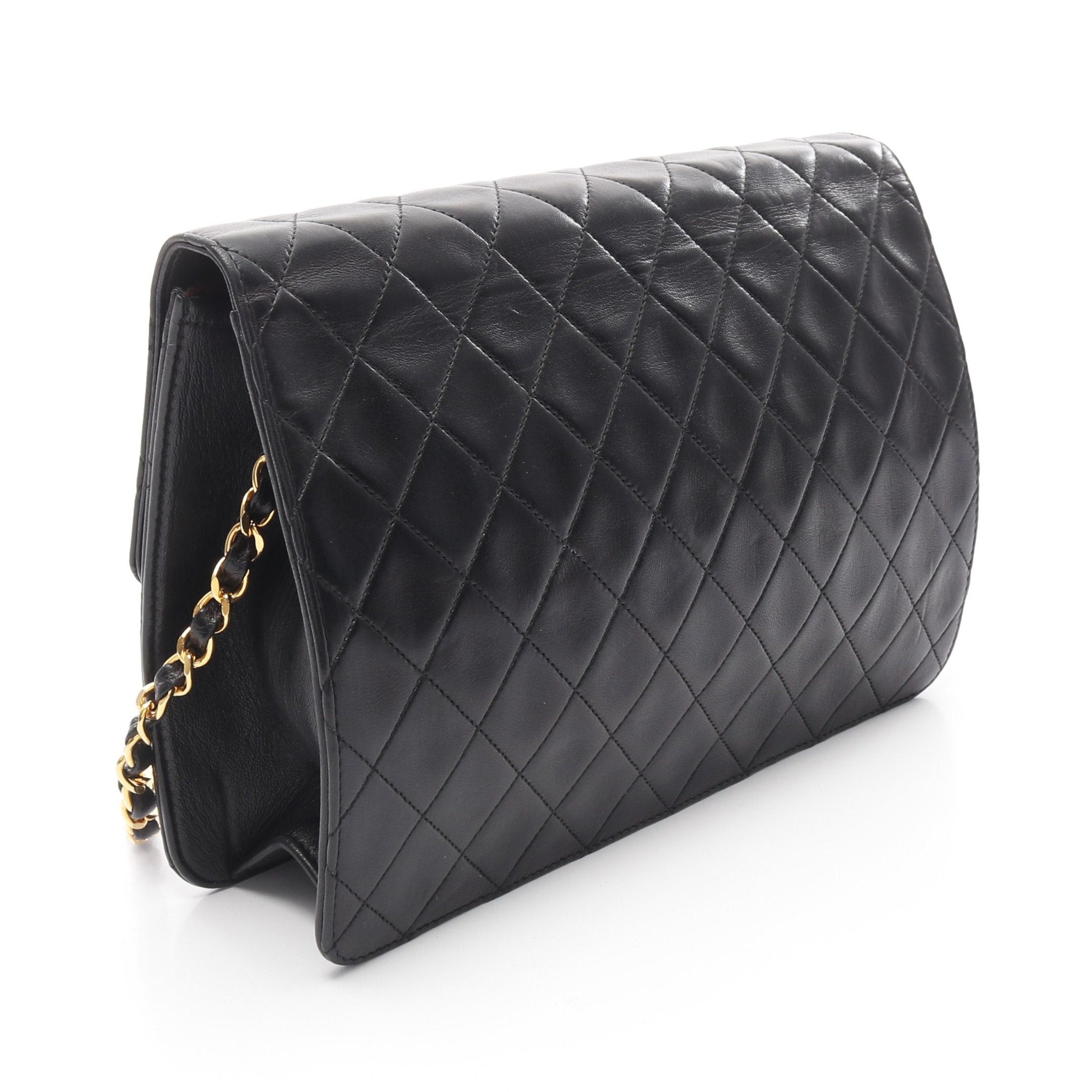Chanel Chanel Matelasse Single Flap Chain Shoulder Bag Lambskin Black Gold Hardware Size ONE SIZE - 2 Thumbnail