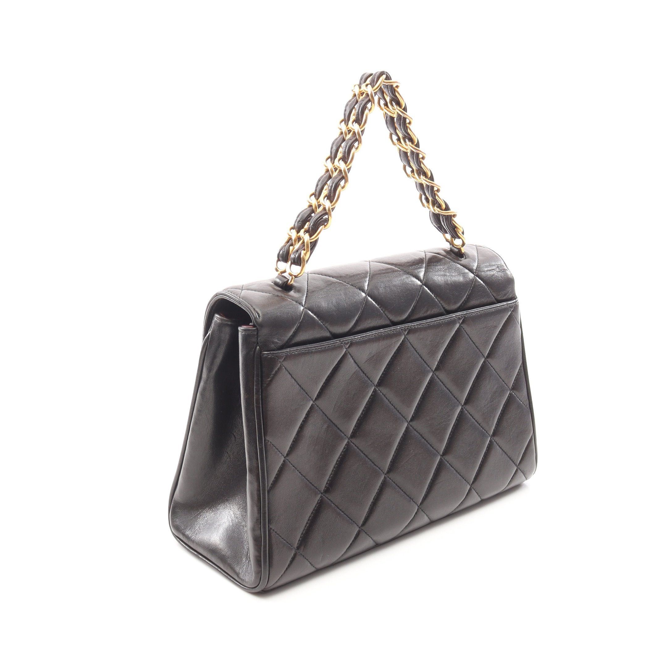 Chanel Chanel Matelasse Chain Handbag Lambskin Black Gold Hardware Size ONE SIZE - 2 Thumbnail