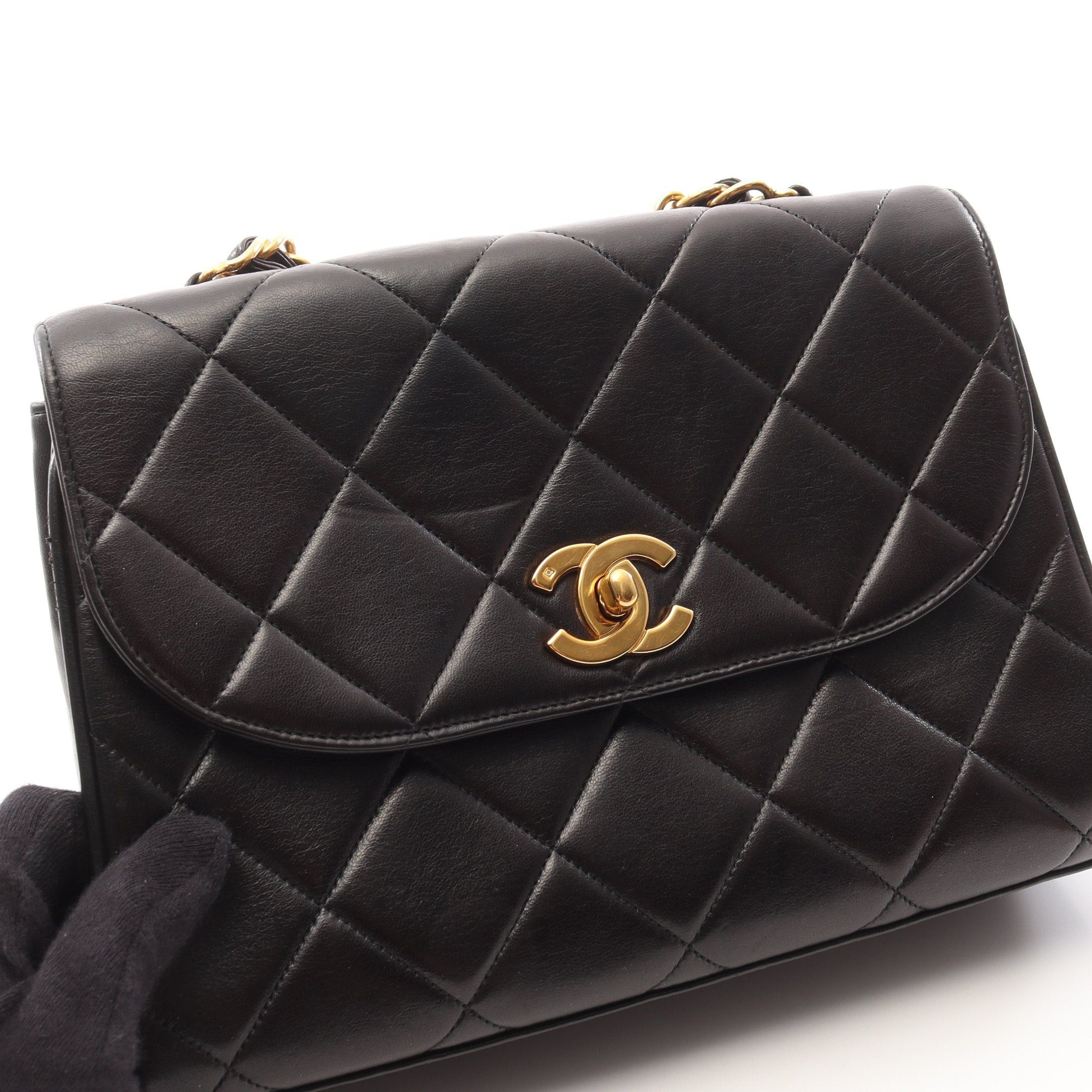 Chanel Chanel Matelasse Chain Handbag Lambskin Black Gold Hardware Size ONE SIZE - 8 Thumbnail