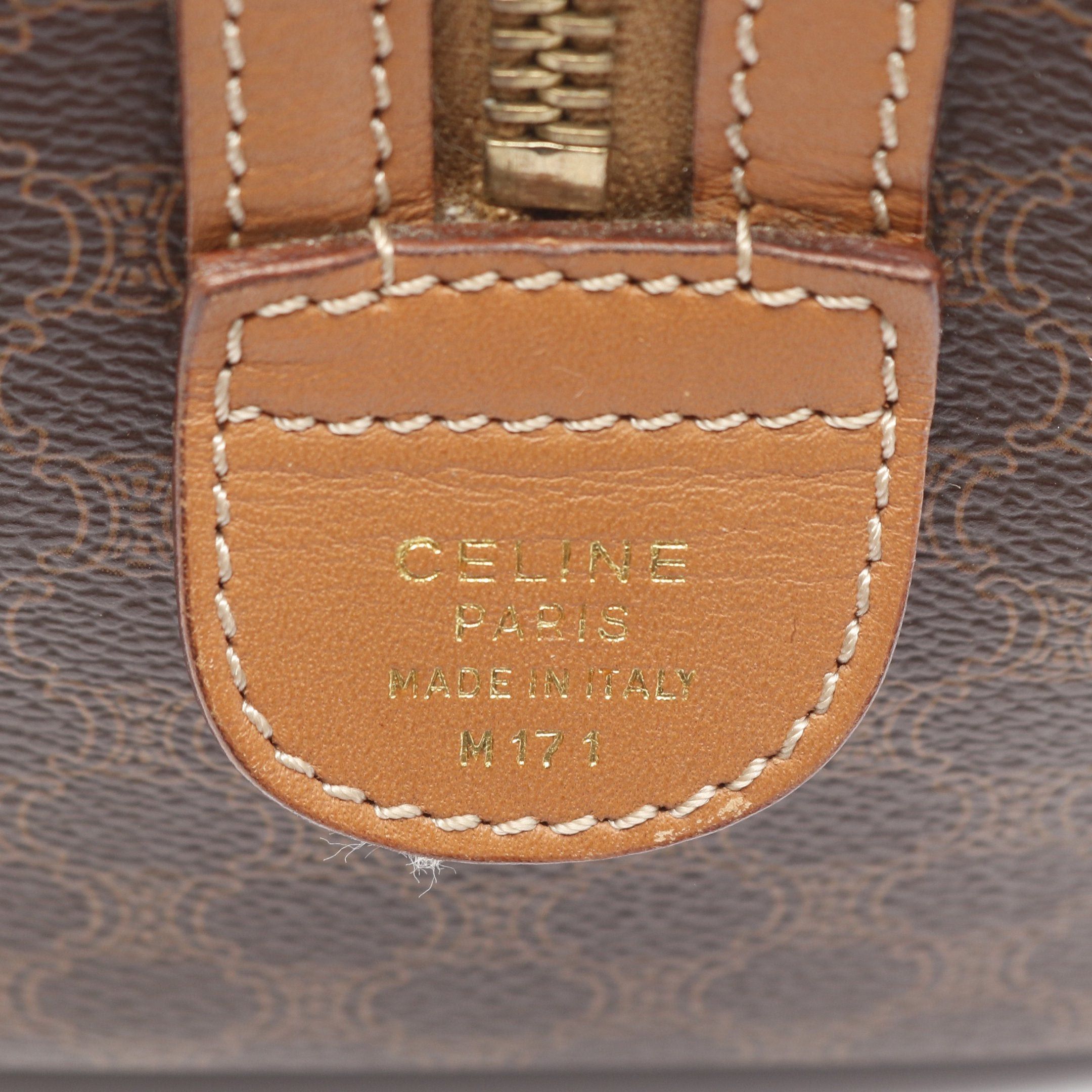 Celine Celine Macadam Handbag Mini Boston Bag Leather Brown Dark Size ONE SIZE - 4 Thumbnail