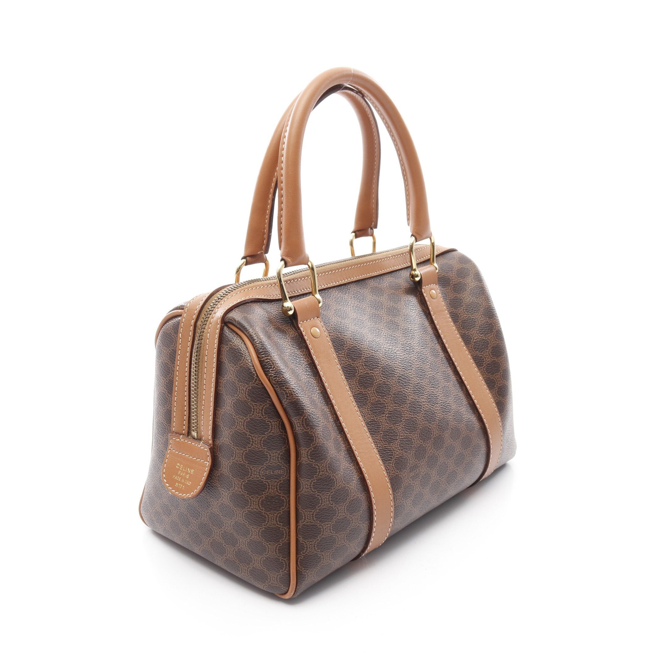 Celine Celine Macadam Handbag Mini Boston Bag Leather Brown Dark Size ONE SIZE - 2 Thumbnail