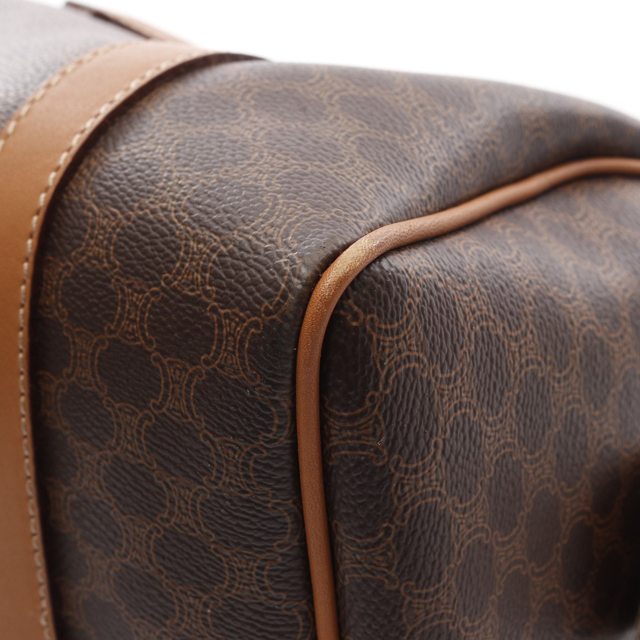 Celine Celine Macadam Handbag Mini Boston Bag Leather Brown Dark Size ONE SIZE - 7 Thumbnail