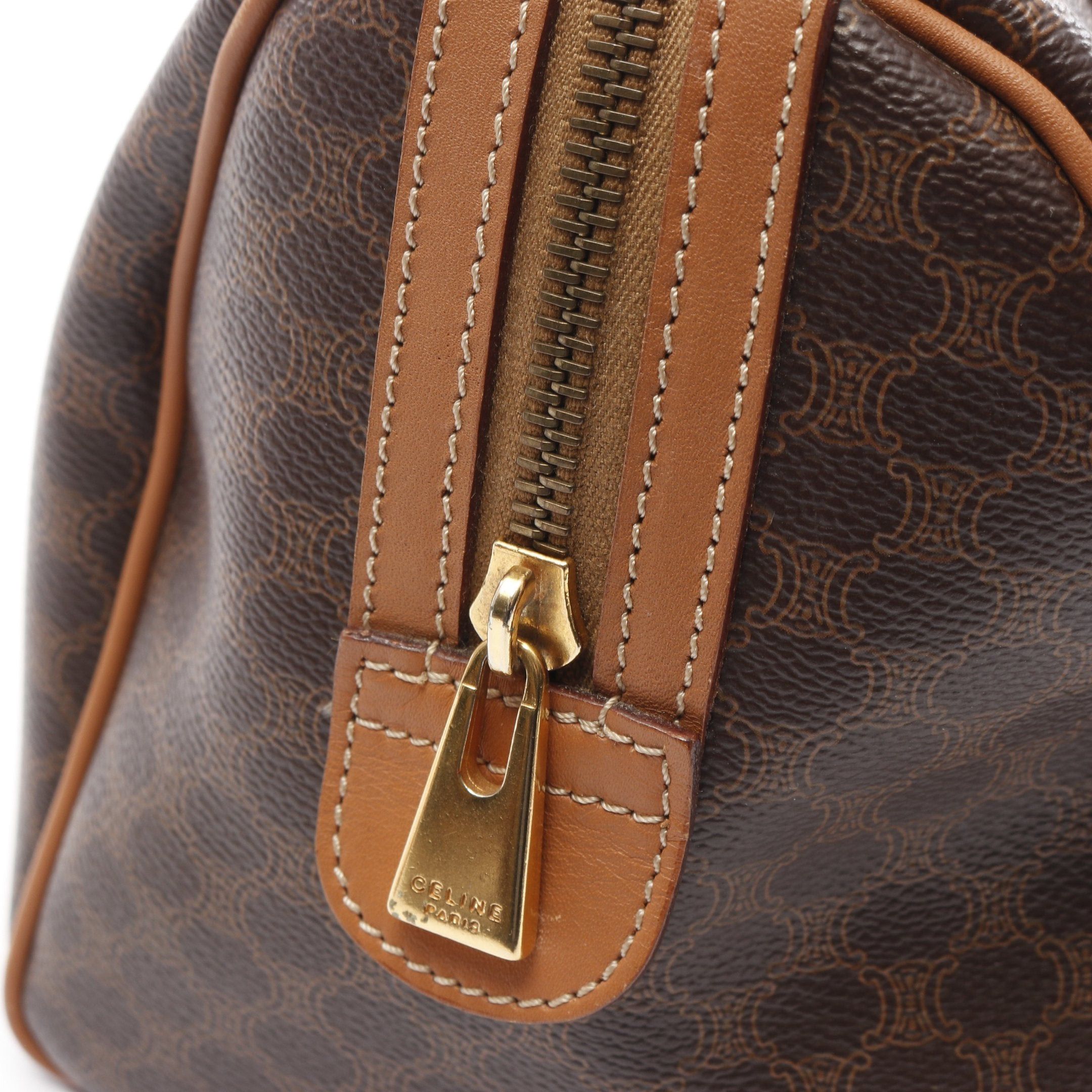 Celine Celine Macadam Handbag Mini Boston Bag Leather Brown Dark Size ONE SIZE - 8 Thumbnail