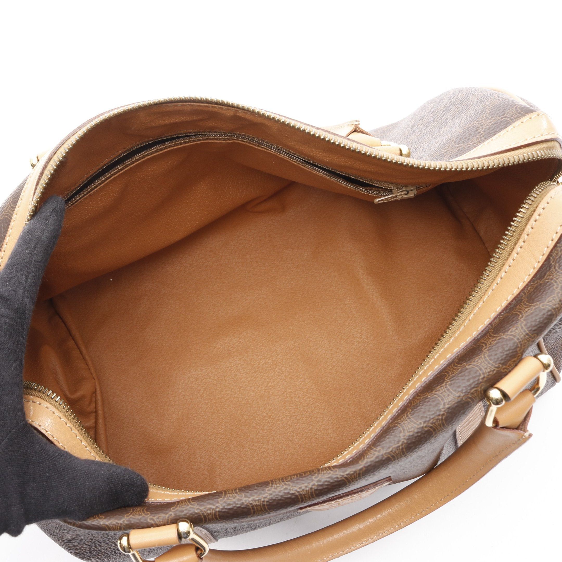 Celine Celine Macadam Handbag Mini Boston Bag Leather Brown Size ONE SIZE - 3 Thumbnail