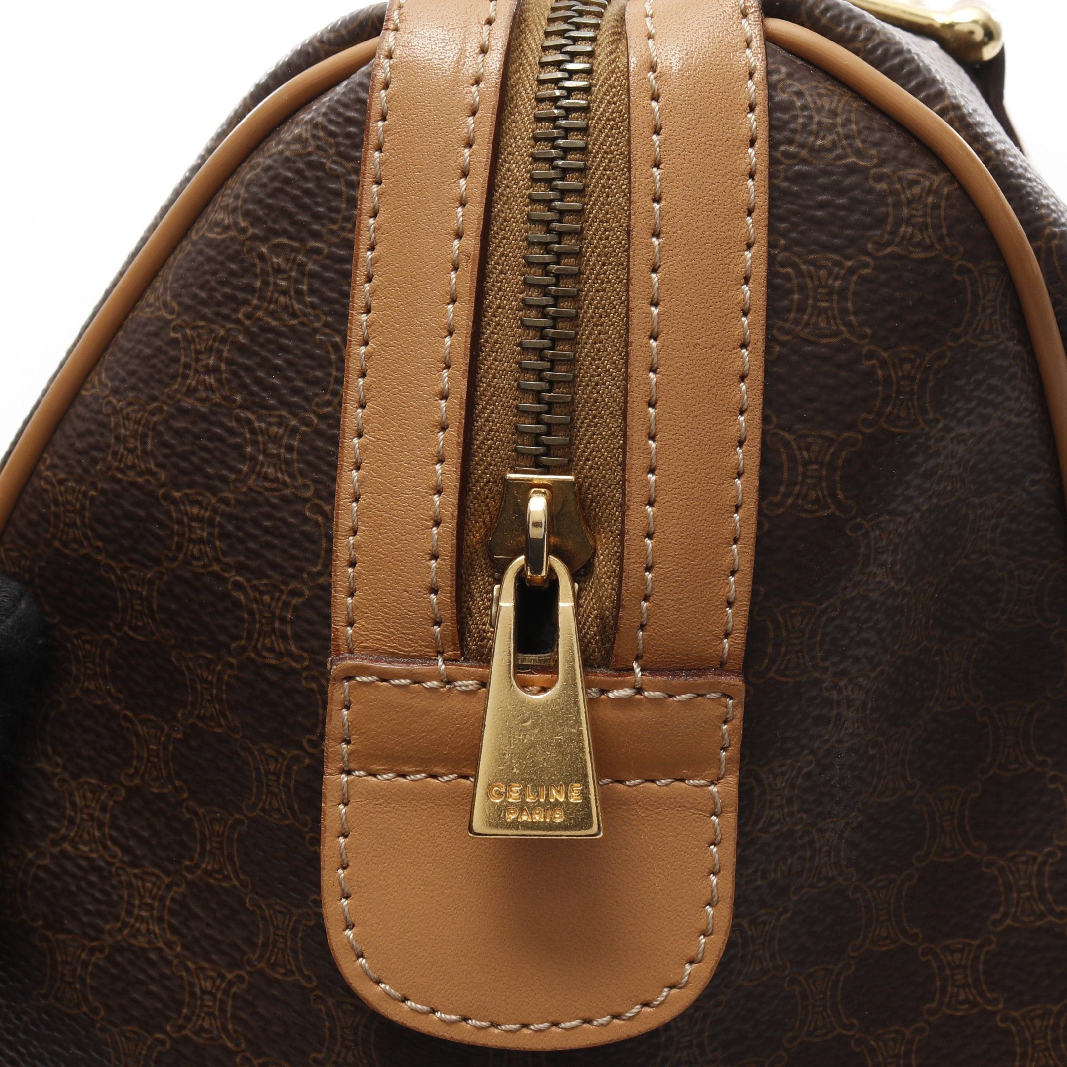 Celine Celine Macadam Handbag Mini Boston Bag Leather Brown Size ONE SIZE - 8 Thumbnail