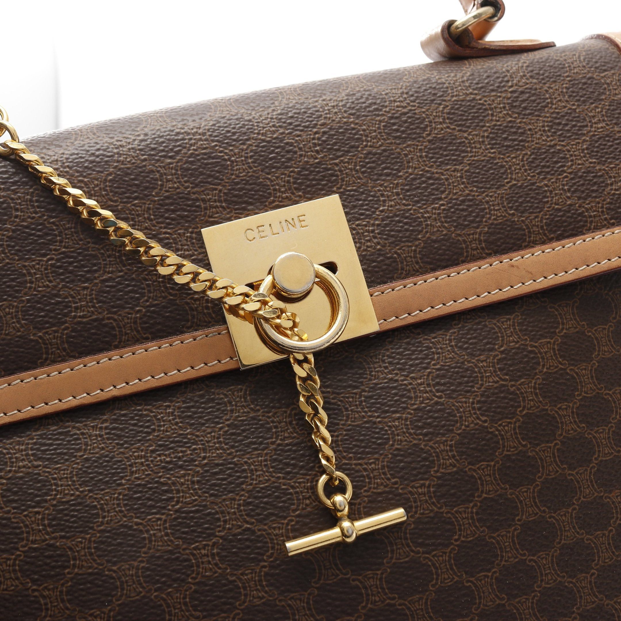 Celine Celine Macadam Handbag Leather Brown Size ONE SIZE - 12 Thumbnail