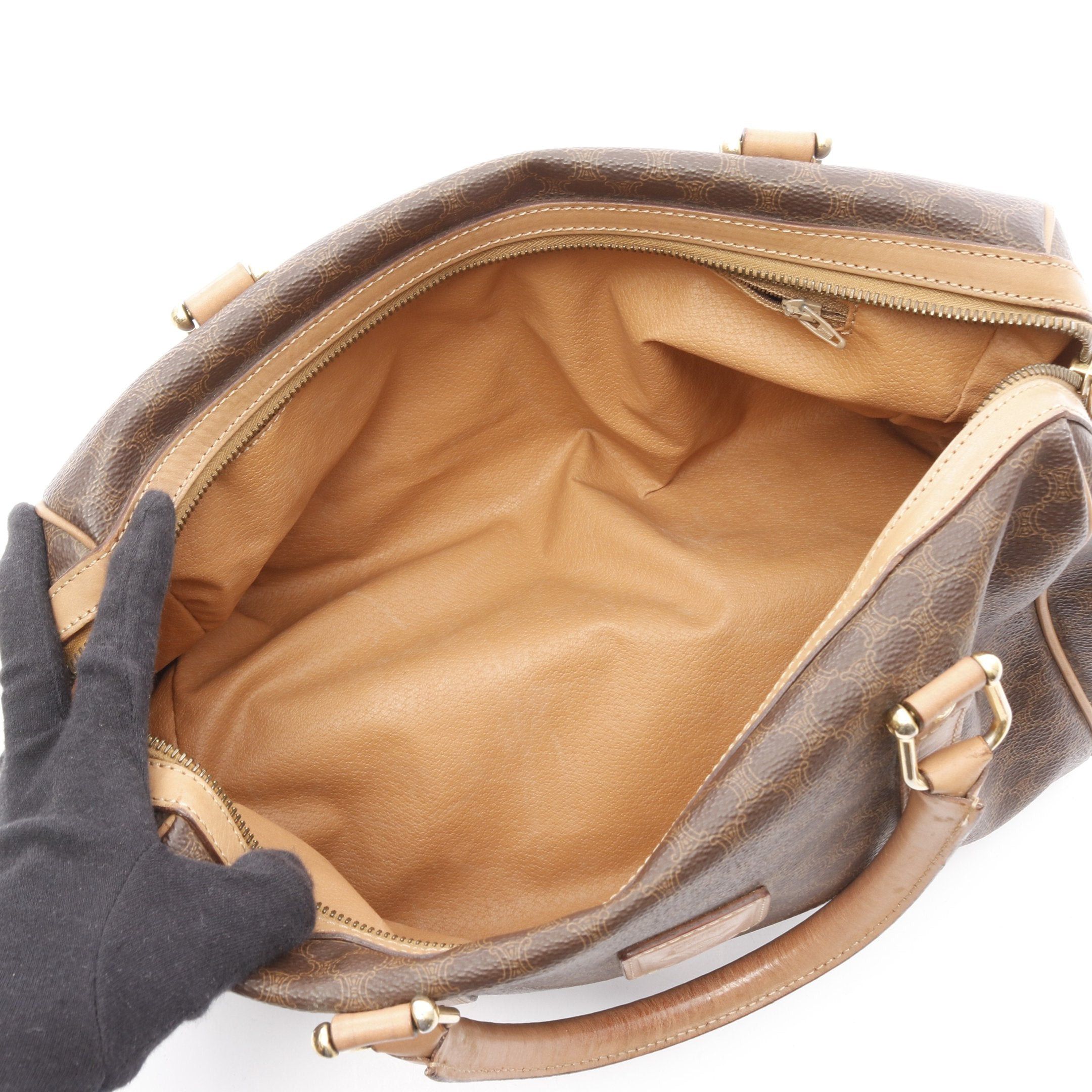 Celine Celine Macadam Handbag Mini Boston Bag Leather Brown Size ONE SIZE - 3 Thumbnail