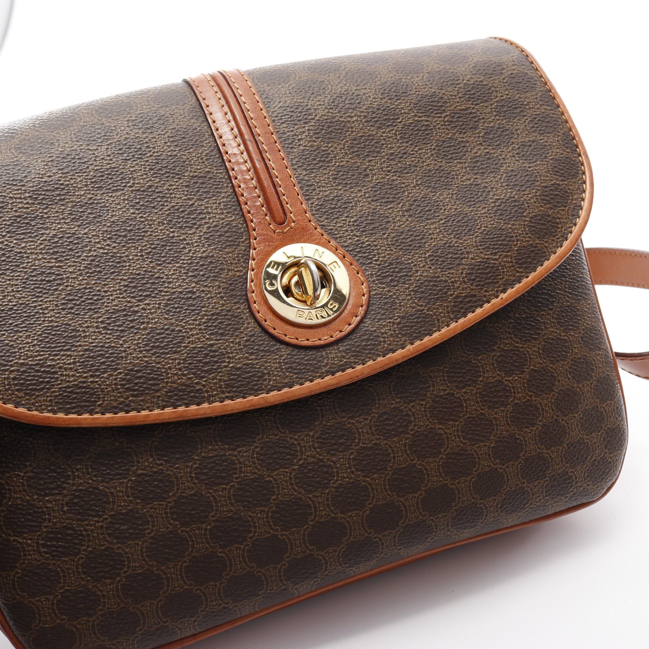 Celine Celine Macadam Shoulder Bag Leather Brown Dark Size ONE SIZE - 7 Thumbnail