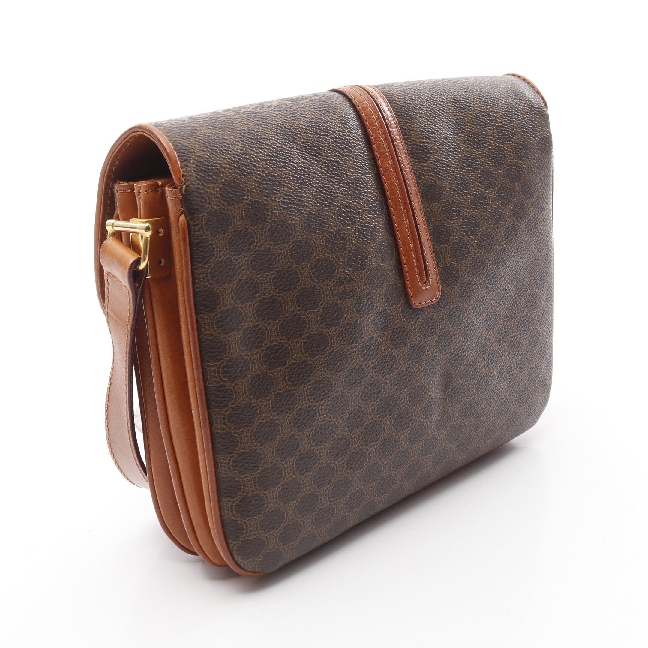 Celine Celine Macadam Shoulder Bag Leather Brown Dark Size ONE SIZE - 2 Thumbnail
