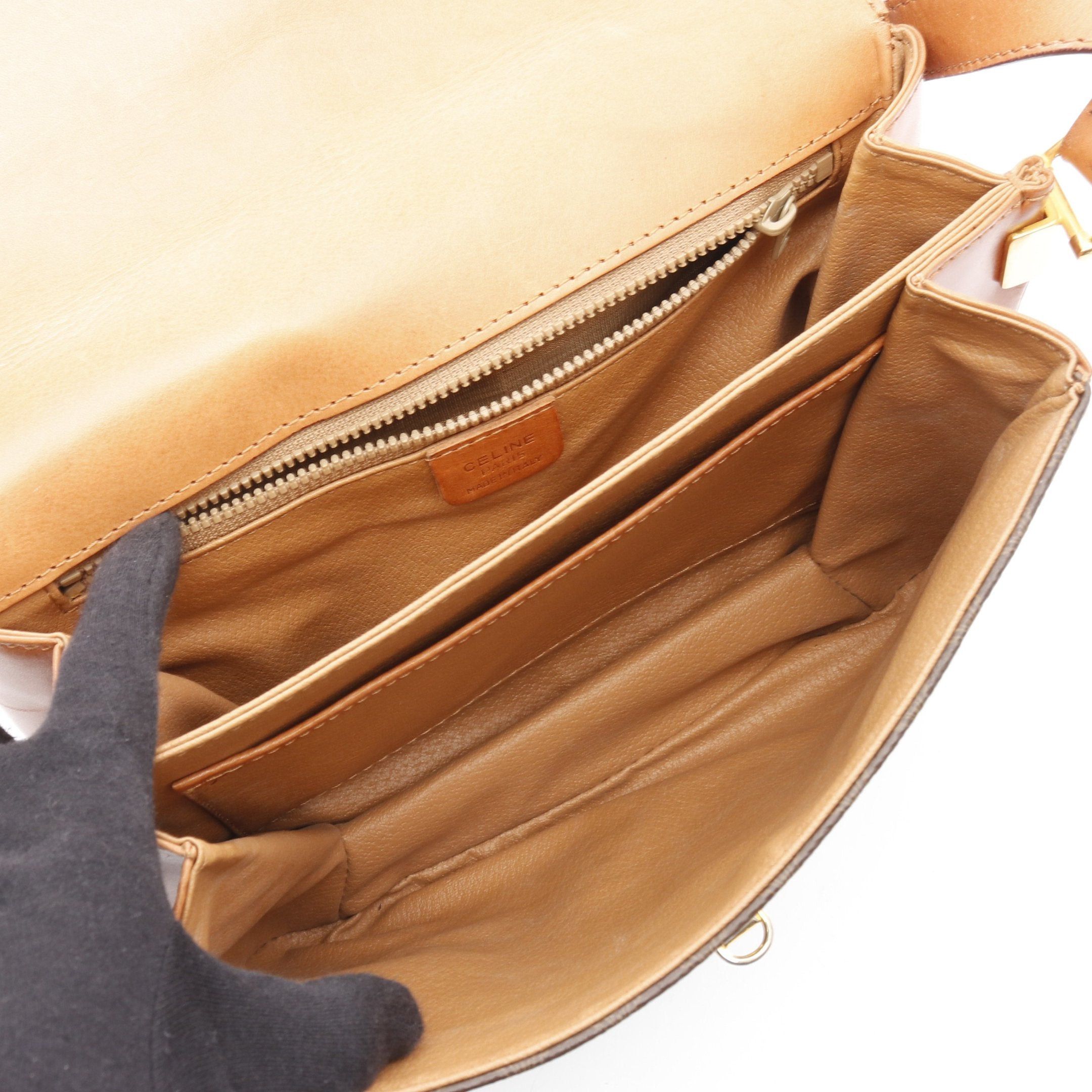 Celine Celine Macadam Shoulder Bag Leather Brown Dark Size ONE SIZE - 3 Thumbnail