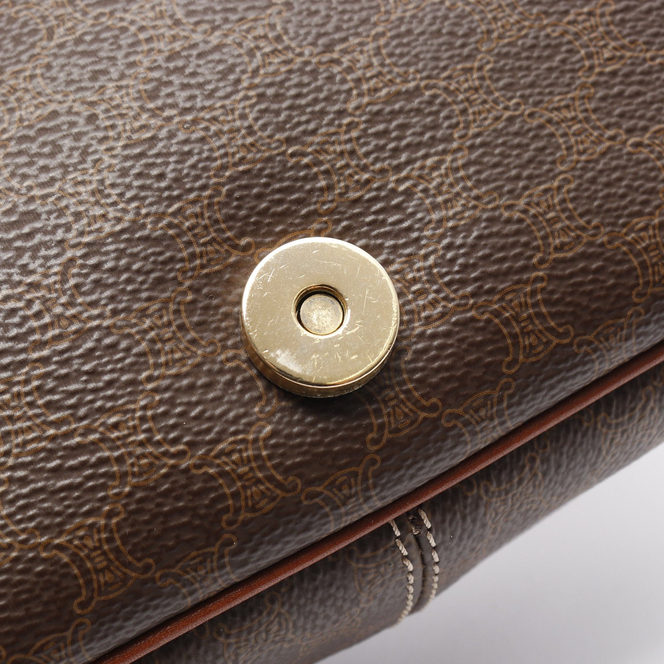 Celine Celine Macadam Shoulder Bag Leather Brown Dark Size ONE SIZE - 11 Thumbnail