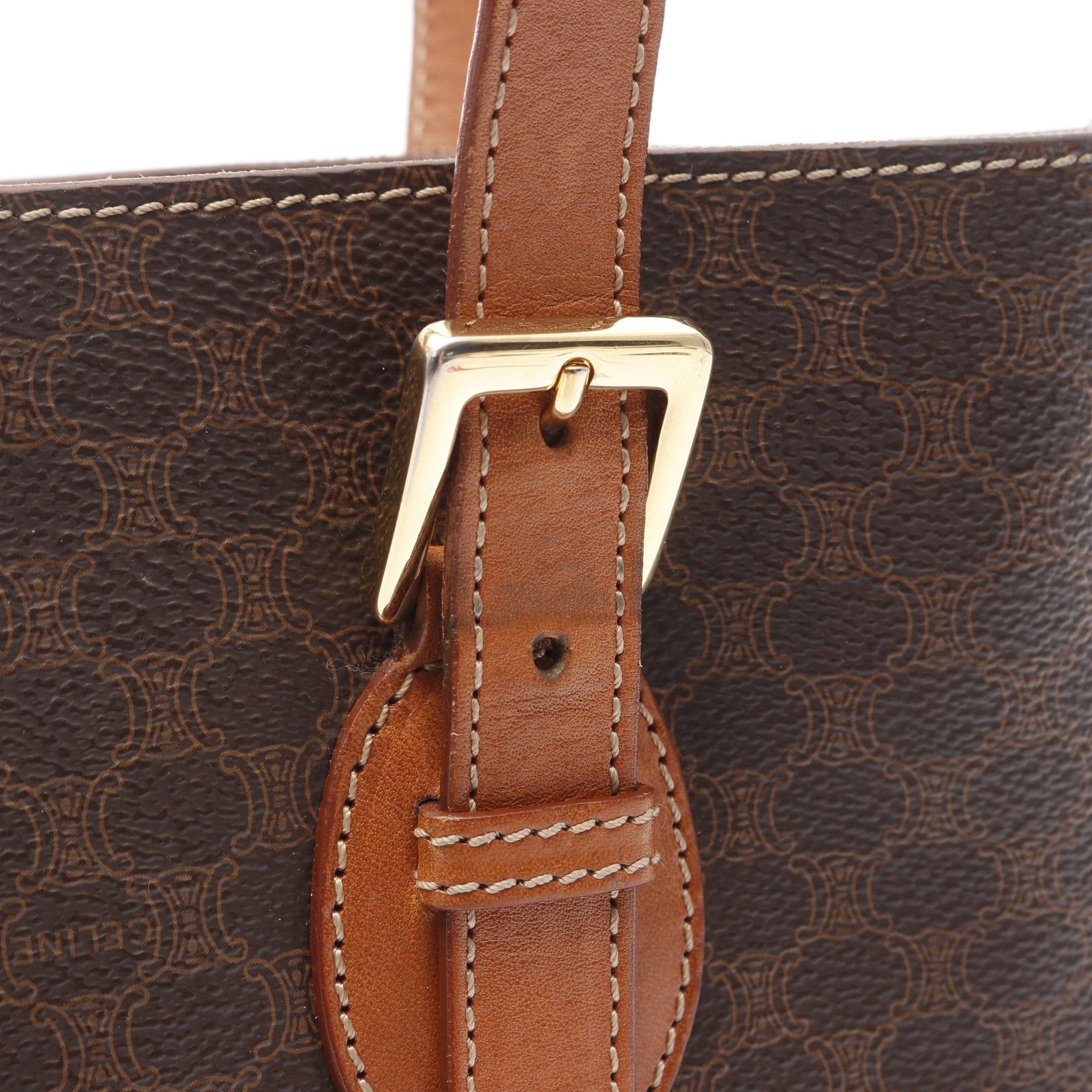 Celine Celine Macadam Shoulder Bag Tote Leather Brown Dark Size ONE SIZE - 7 Thumbnail