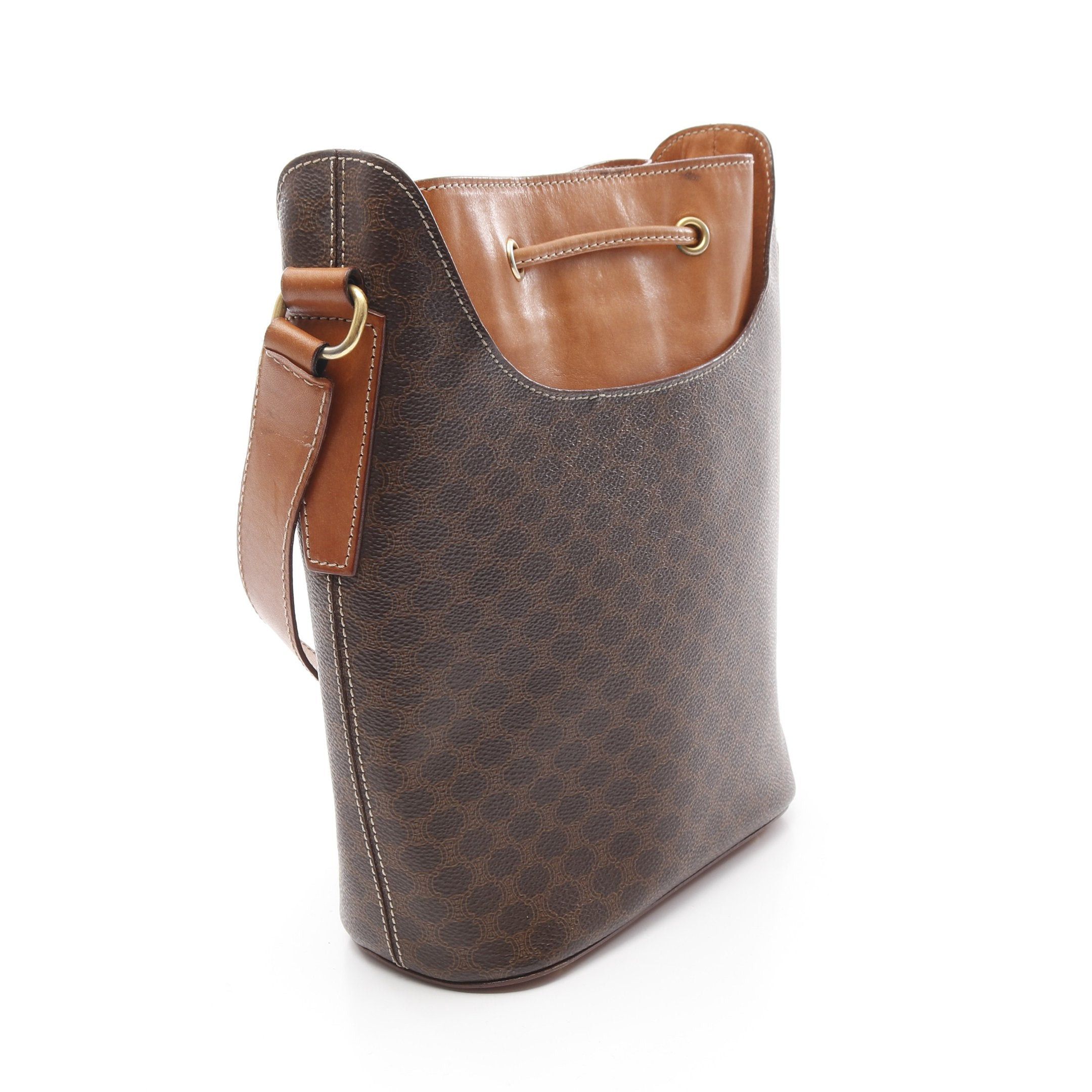 Celine Celine Macadam Shoulder Bag Leather Brown Dark Purse Size ONE SIZE - 2 Thumbnail