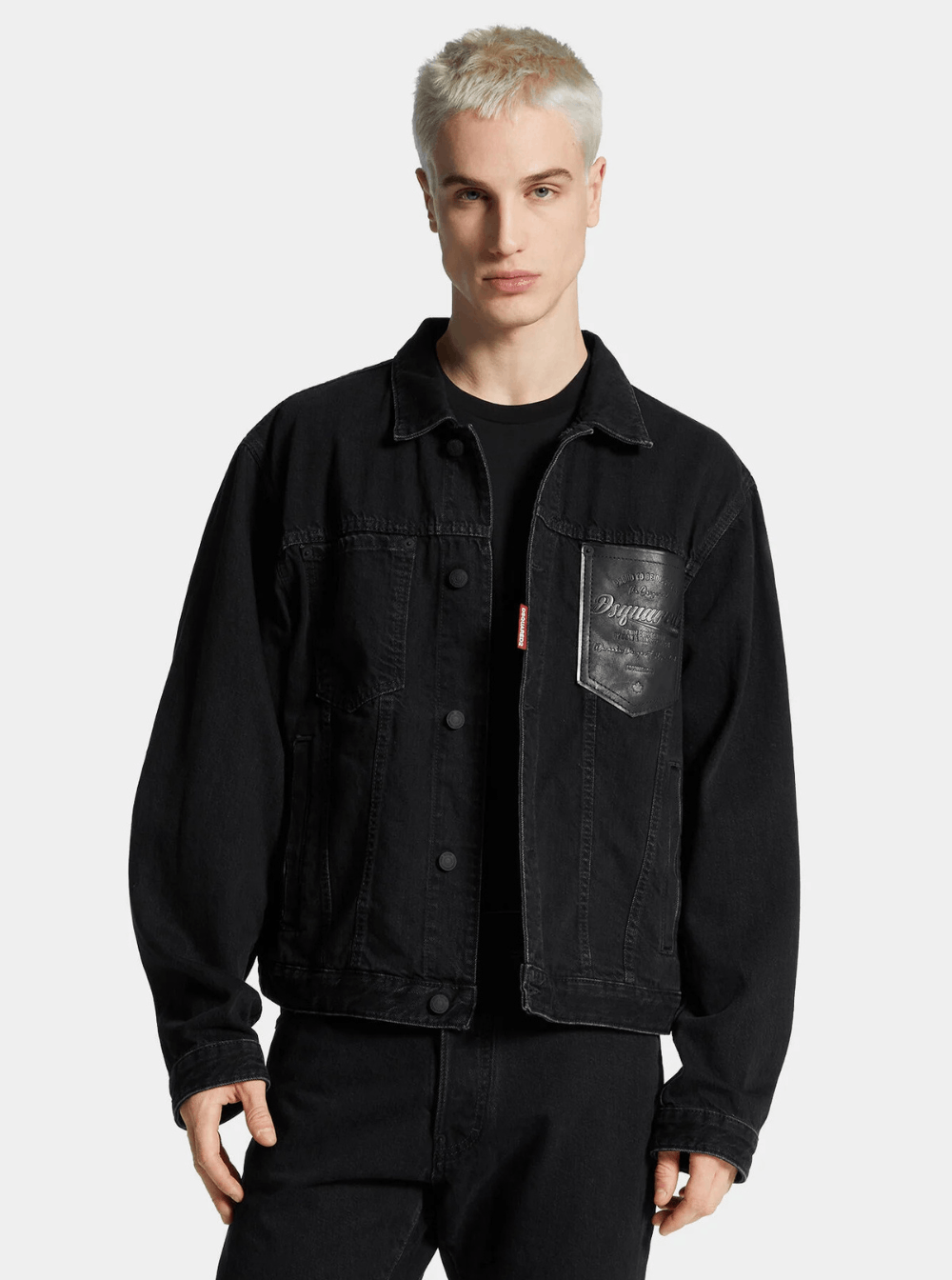 Dsquared2 Black Jacket with Classic Collar and Embossed Logo on the Front in Denim Man Size US M / EU 48-50 / 2 - 4 Thumbnail