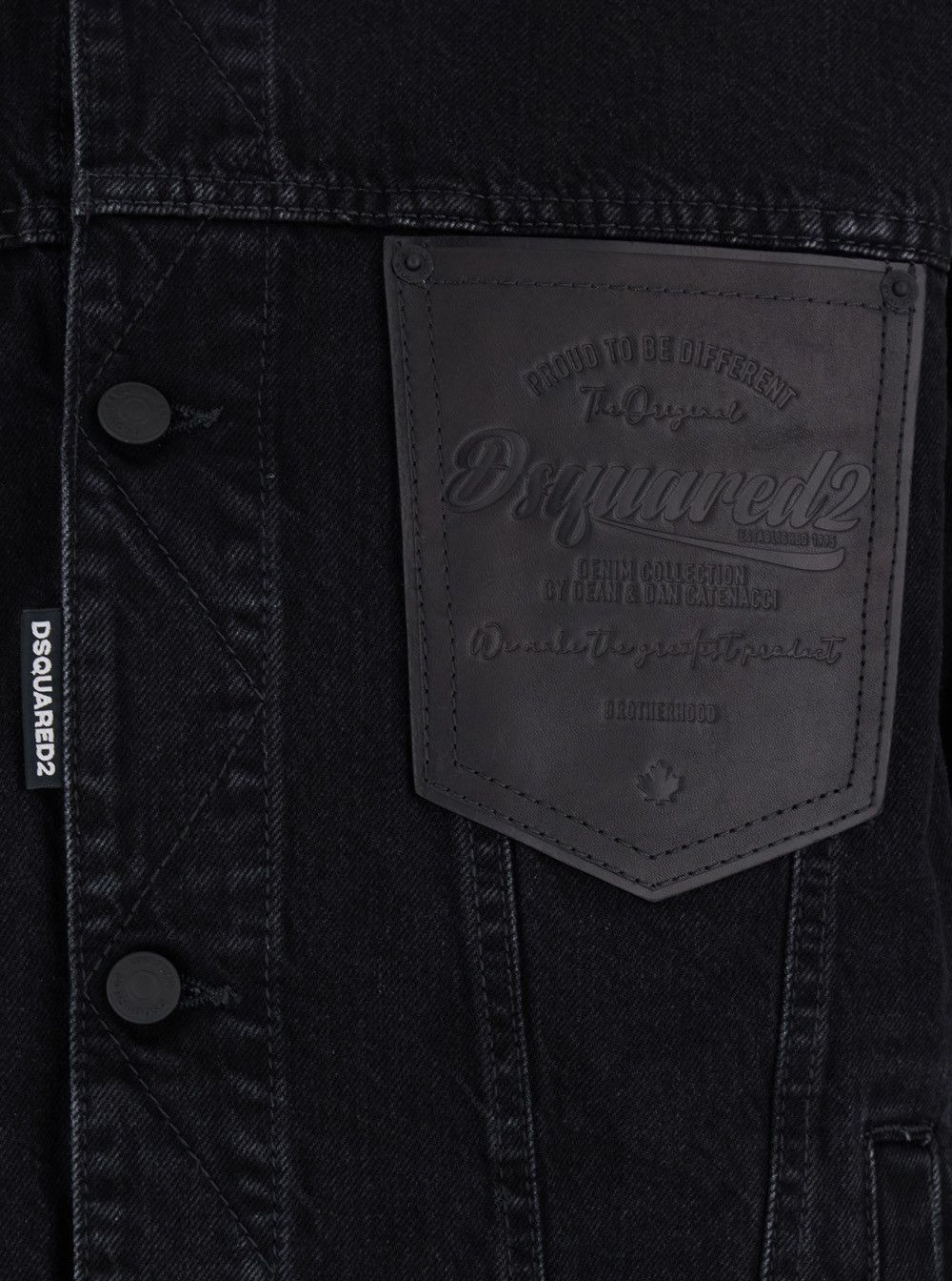 Dsquared2 Black Jacket with Classic Collar and Embossed Logo on the Front in Denim Man Size US M / EU 48-50 / 2 - 3 Thumbnail