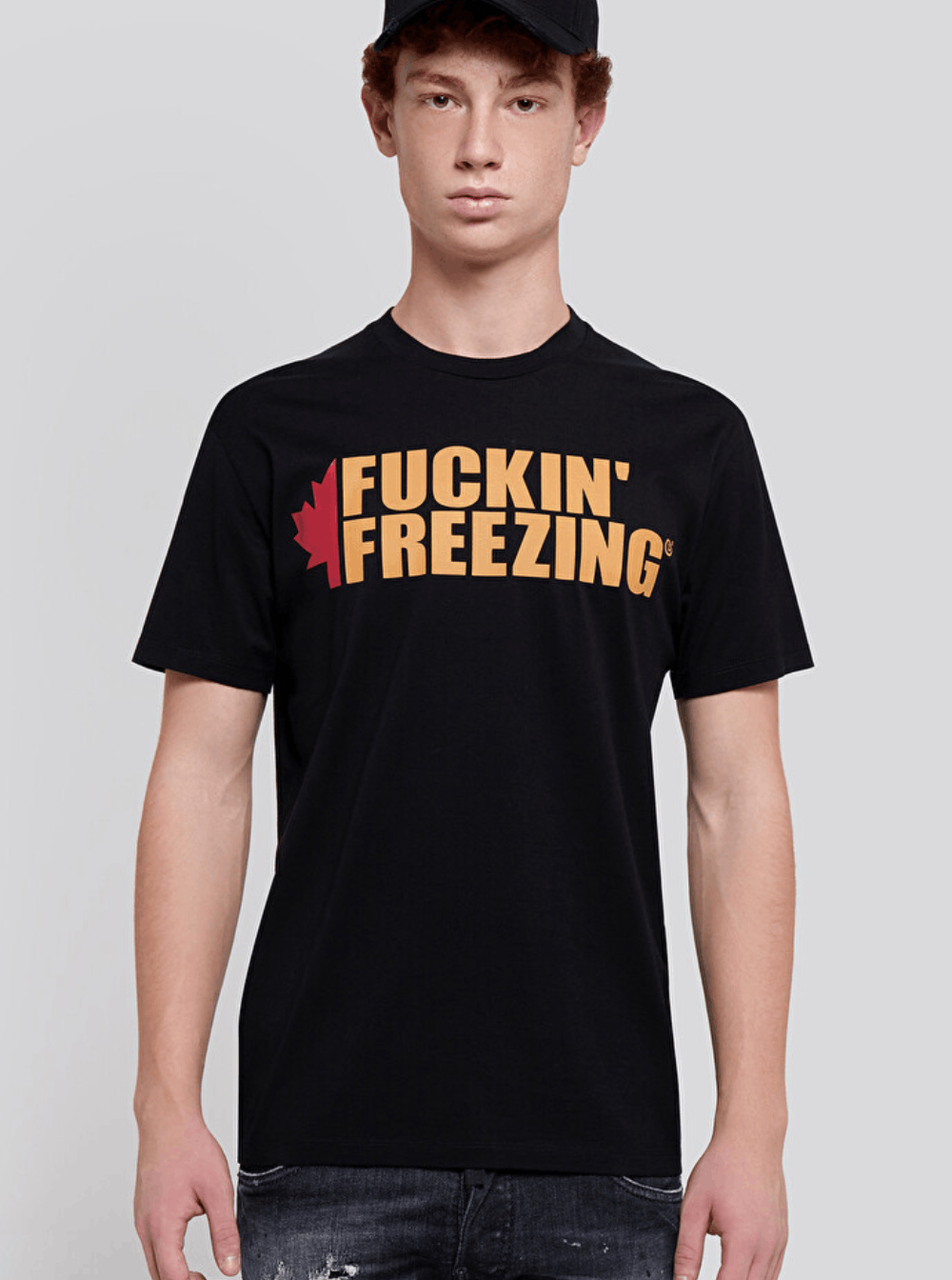 Dsquared2 Black Crewneck T-Shirt with Print on the Front and Logo Lettering on the Rear in Cotton Man Size US M / EU 48-50 / 2 - 4 Thumbnail