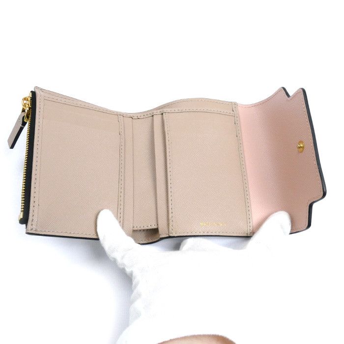 Marni Marni MARNI Compact Wallet Saffiano Trifold Wallet Leather Short Wallet PFMO0051U8LV520 Z605M Size ONE SIZE - 4 Thumbnail