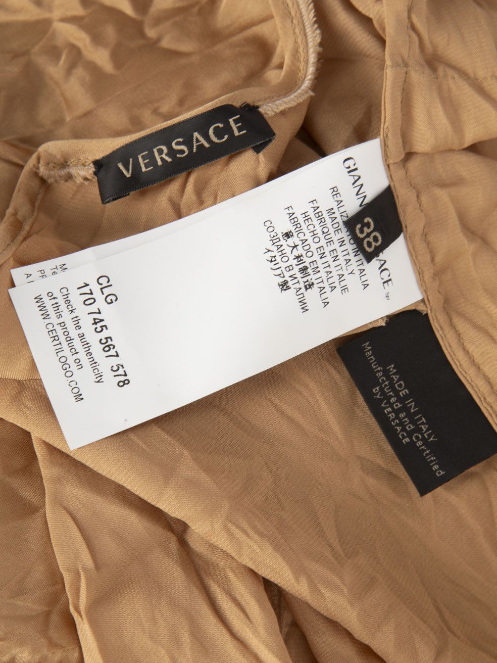 Versace Brown Cropped Mid Sleeve Top Size XS / US 0-2 / IT 36-38 - 5 Thumbnail