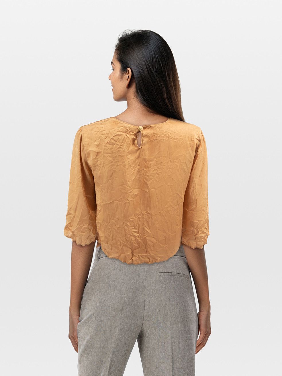Versace Brown Cropped Mid Sleeve Top Size XS / US 0-2 / IT 36-38 - 2 Thumbnail