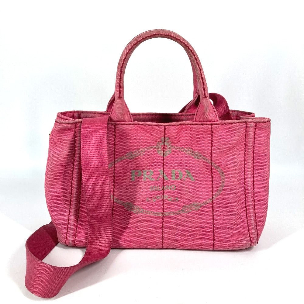 Prada Prada Canapa Double Briefcase Tote Bag Shoulder Diagonal Hanging (E.G. Of A Rocket) Logo Print Handbag Canvas Women Pink Size ONE SIZE - 16 Thumbnail