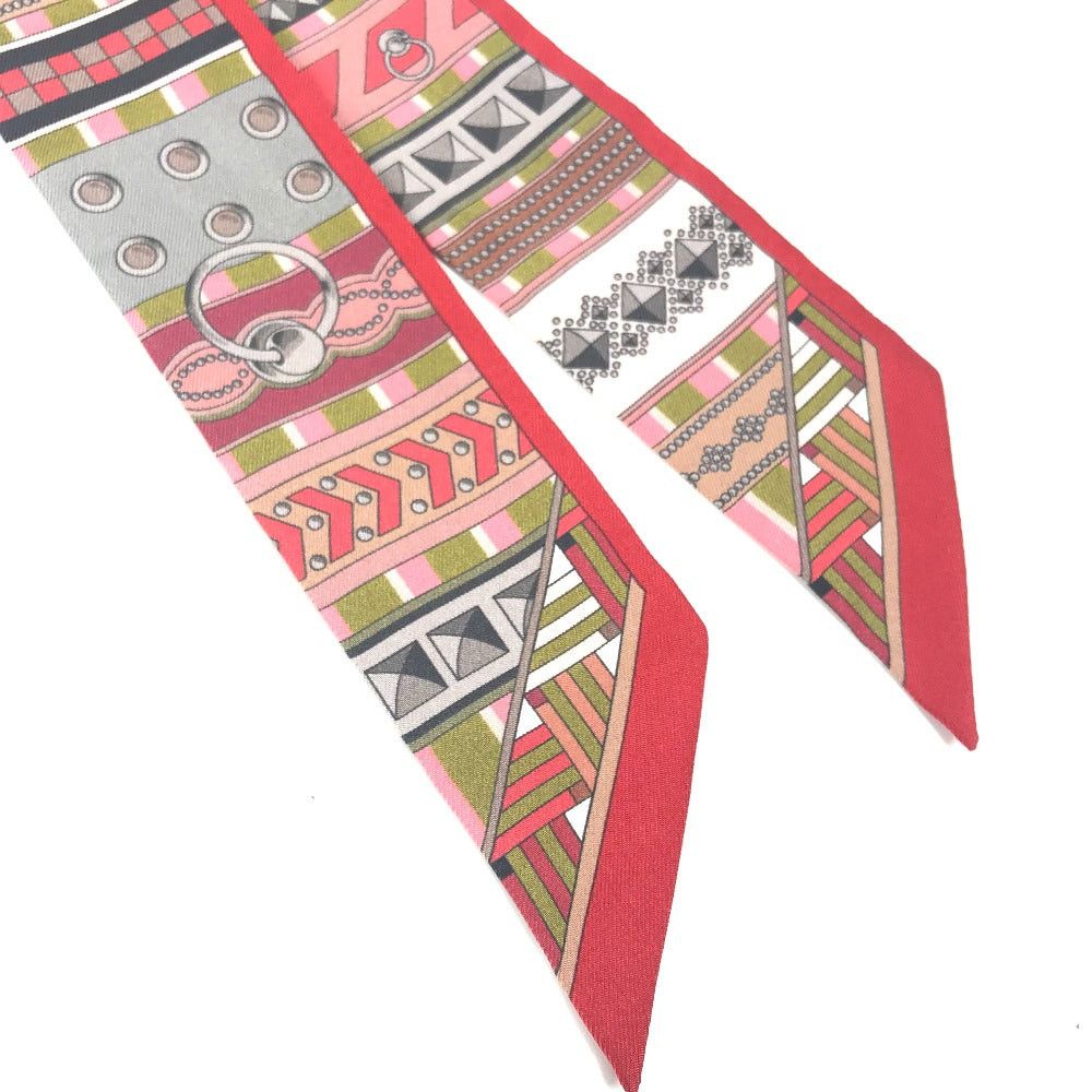 Hermes Hermes Twilly Wheelie Kolyedosian Bandeau Scarf Silk Women Red Size ONE SIZE - 9 Thumbnail