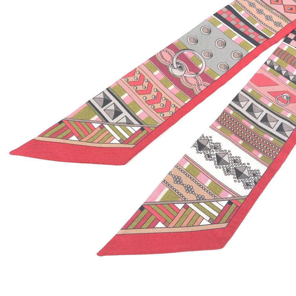 Hermes Hermes Twilly Wheelie Kolyedosian Bandeau Scarf Silk Women Red Size ONE SIZE - 3 Thumbnail