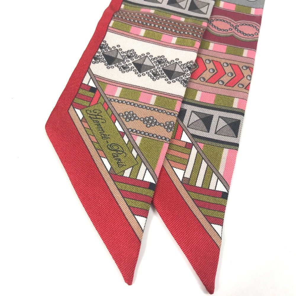 Hermes Hermes Twilly Wheelie Kolyedosian Bandeau Scarf Silk Women Red Size ONE SIZE - 8 Thumbnail