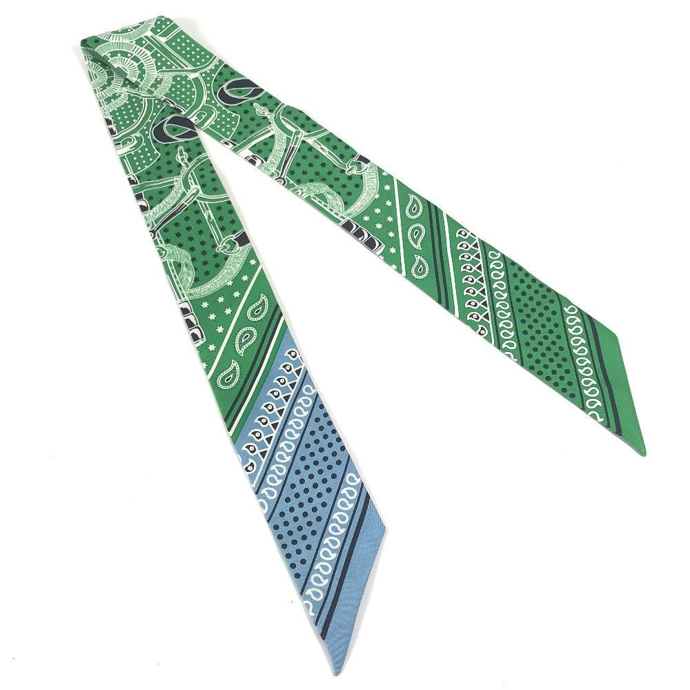 Hermes Hermes Twilly Wheelie Apron Doll Bandana Bandeau Scarf Silk Women Green Size ONE SIZE - 3 Thumbnail