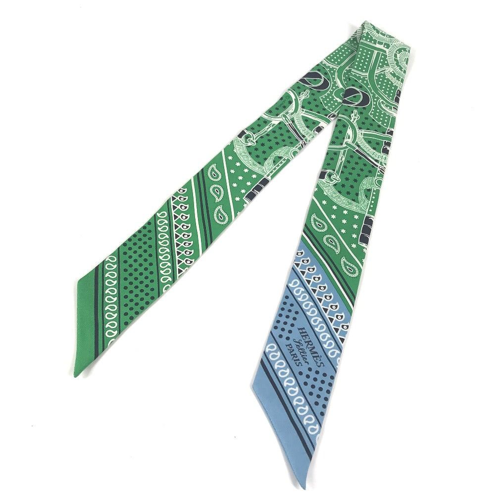 Hermes Hermes Twilly Wheelie Apron Doll Bandana Bandeau Scarf Silk Women Green Size ONE SIZE - 2 Thumbnail