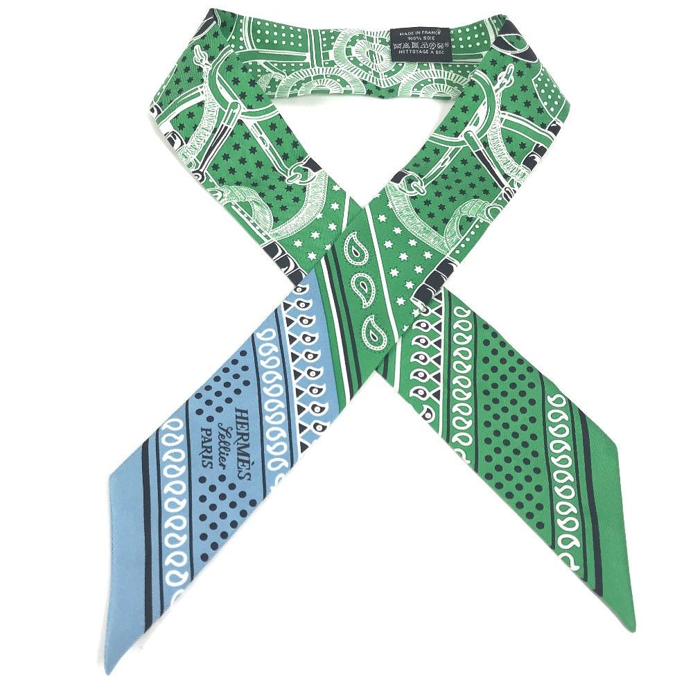 Hermes Hermes Twilly Wheelie Apron Doll Bandana Bandeau Scarf Silk Women Green Size ONE SIZE - 8 Thumbnail