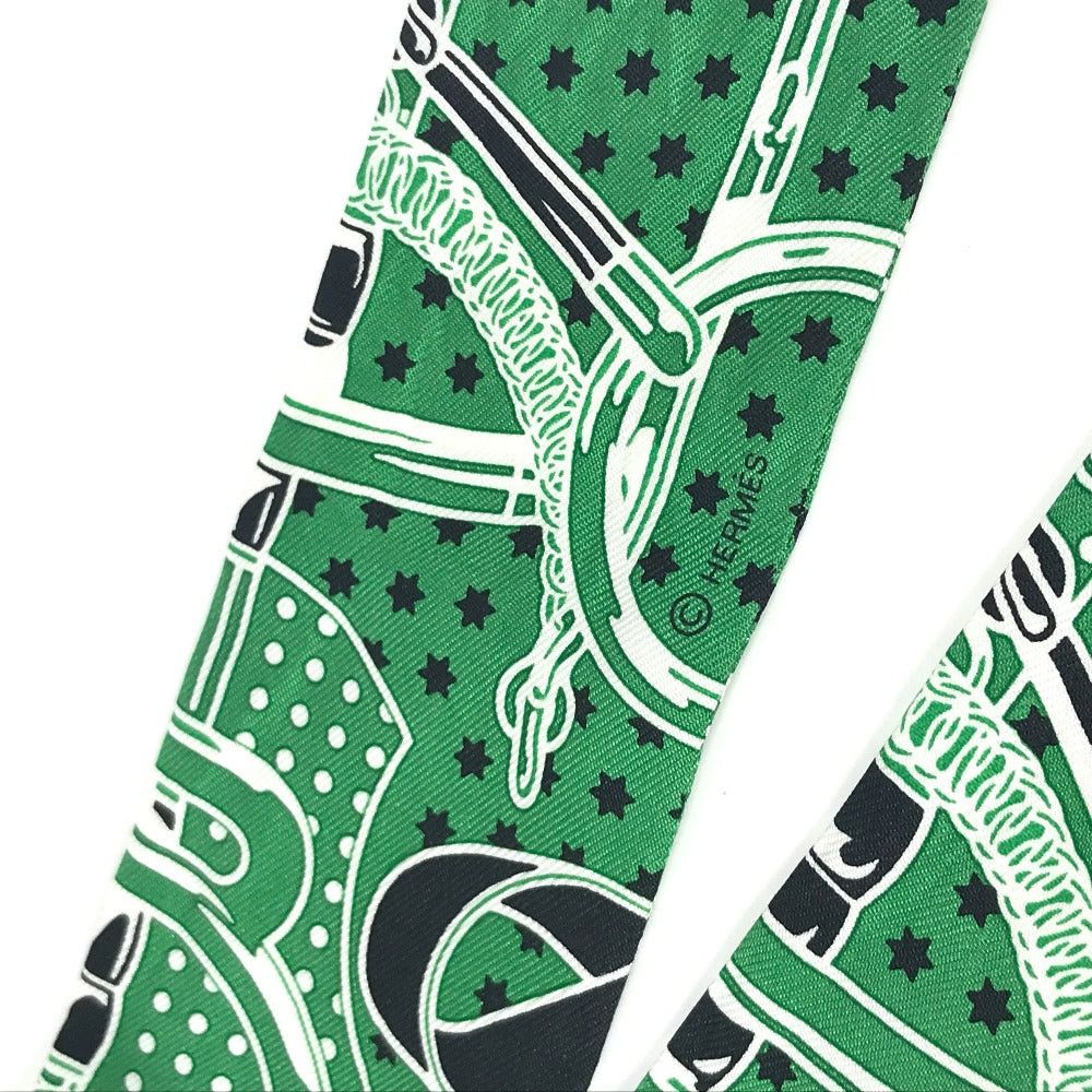 Hermes Hermes Twilly Wheelie Apron Doll Bandana Bandeau Scarf Silk Women Green Size ONE SIZE - 7 Thumbnail