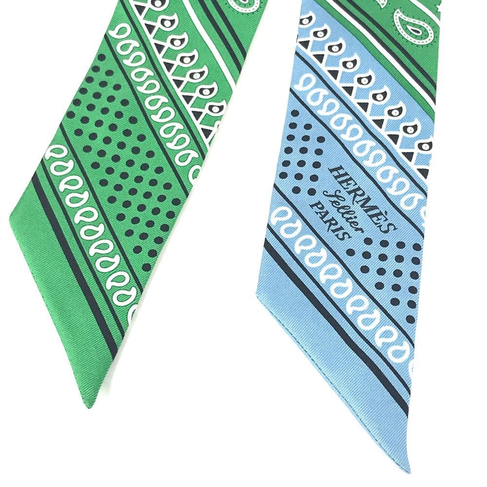 Hermes Hermes Twilly Wheelie Apron Doll Bandana Bandeau Scarf Silk Women Green Size ONE SIZE - 5 Thumbnail