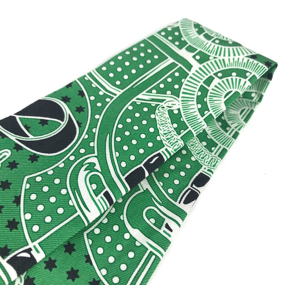 Hermes Hermes Twilly Wheelie Apron Doll Bandana Bandeau Scarf Silk Women Green Size ONE SIZE - 9 Thumbnail