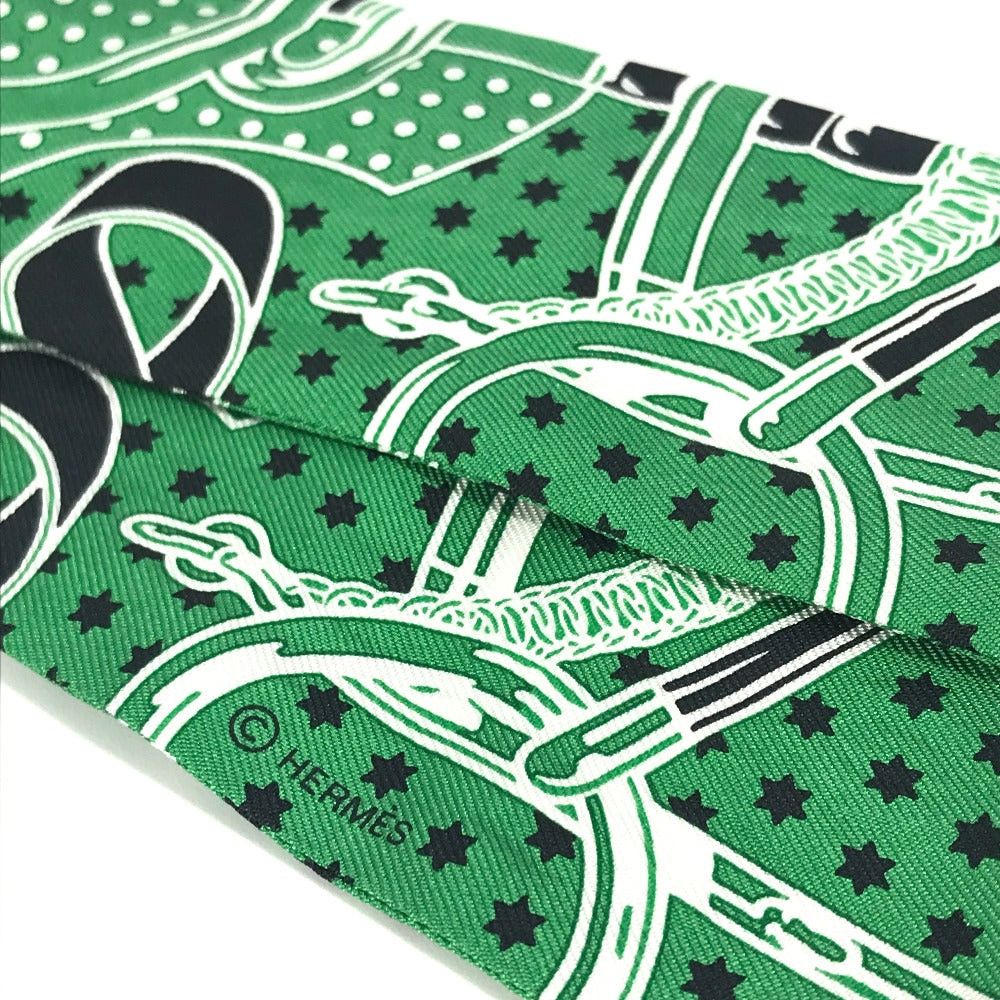 Hermes Hermes Twilly Wheelie Apron Doll Bandana Bandeau Scarf Silk Women Green Size ONE SIZE - 6 Thumbnail