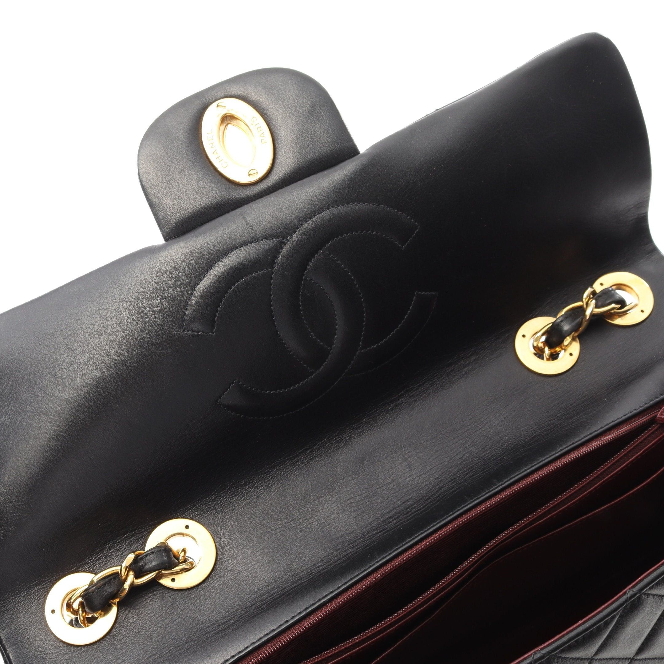 Chanel Chanel Decamatlassé 34 Double Chain Shoulder Bag Lambskin Black Gold Hardware Size ONE SIZE - 6 Thumbnail