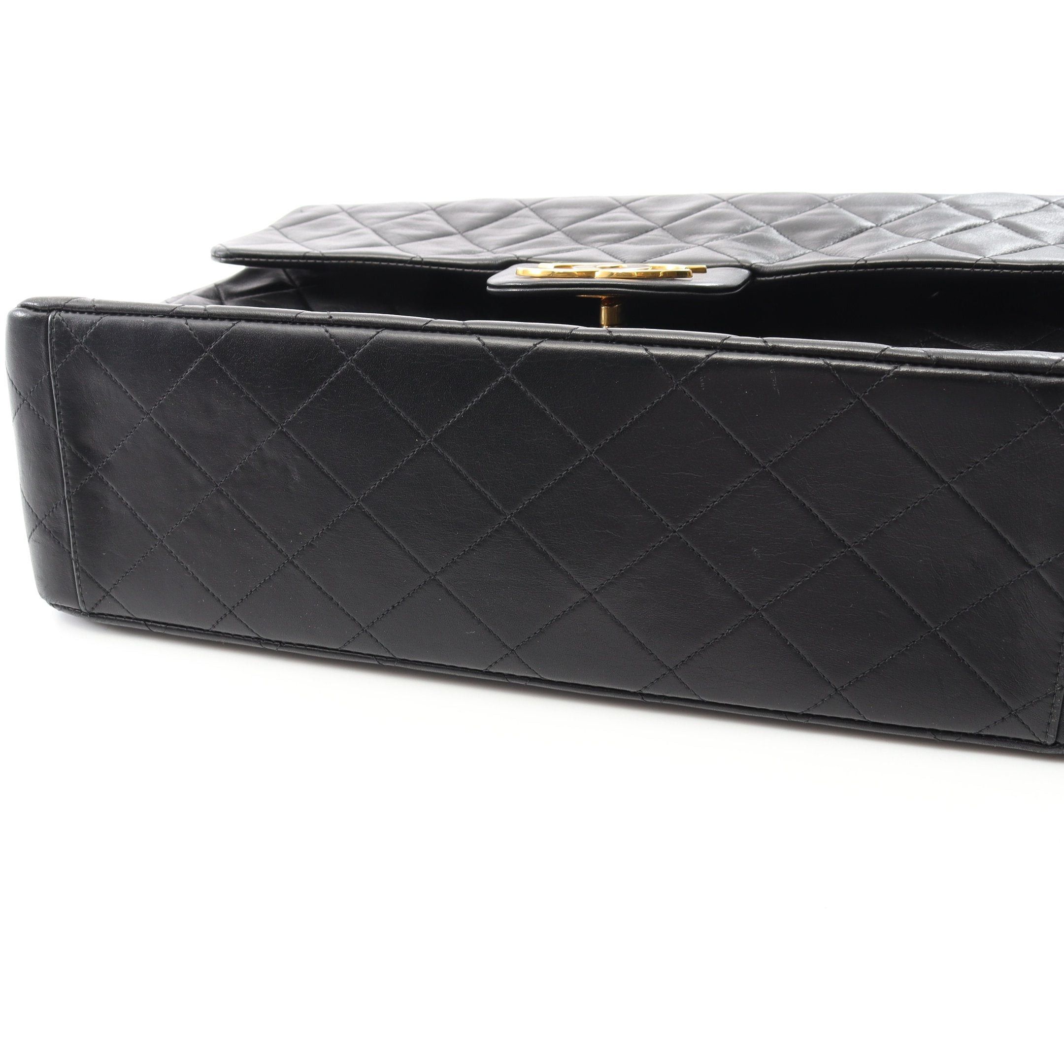 Chanel Chanel Decamatlassé 34 Double Chain Shoulder Bag Lambskin Black Gold Hardware Size ONE SIZE - 12 Thumbnail
