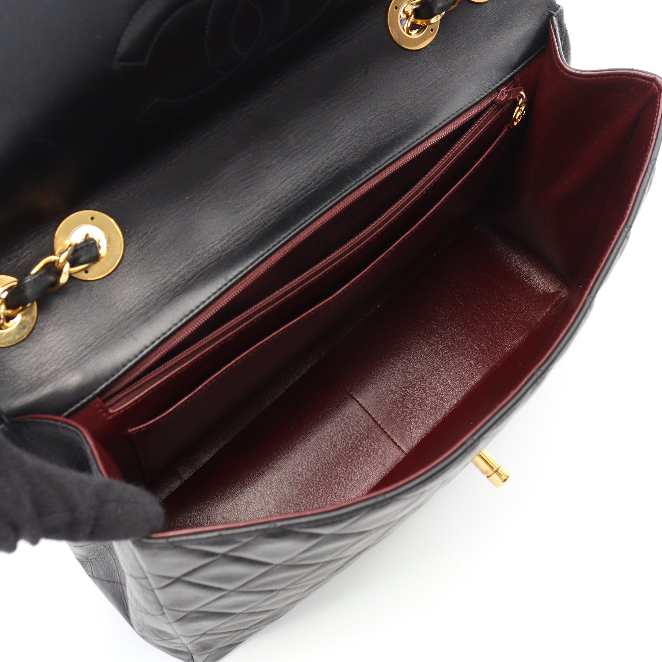 Chanel Chanel Decamatlassé 34 Double Chain Shoulder Bag Lambskin Black Gold Hardware Size ONE SIZE - 3 Thumbnail
