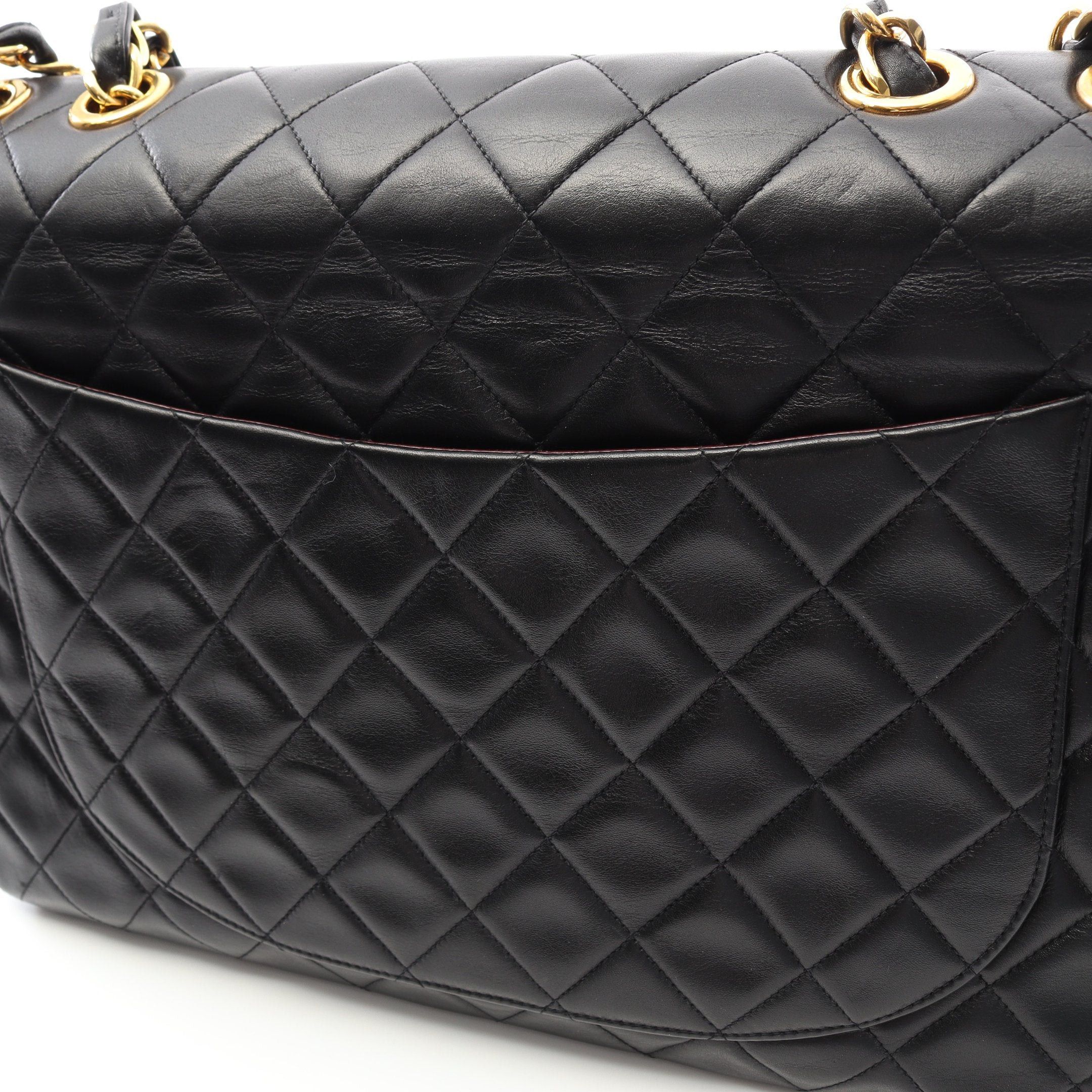 Chanel Chanel Decamatlassé 34 Double Chain Shoulder Bag Lambskin Black Gold Hardware Size ONE SIZE - 11 Thumbnail