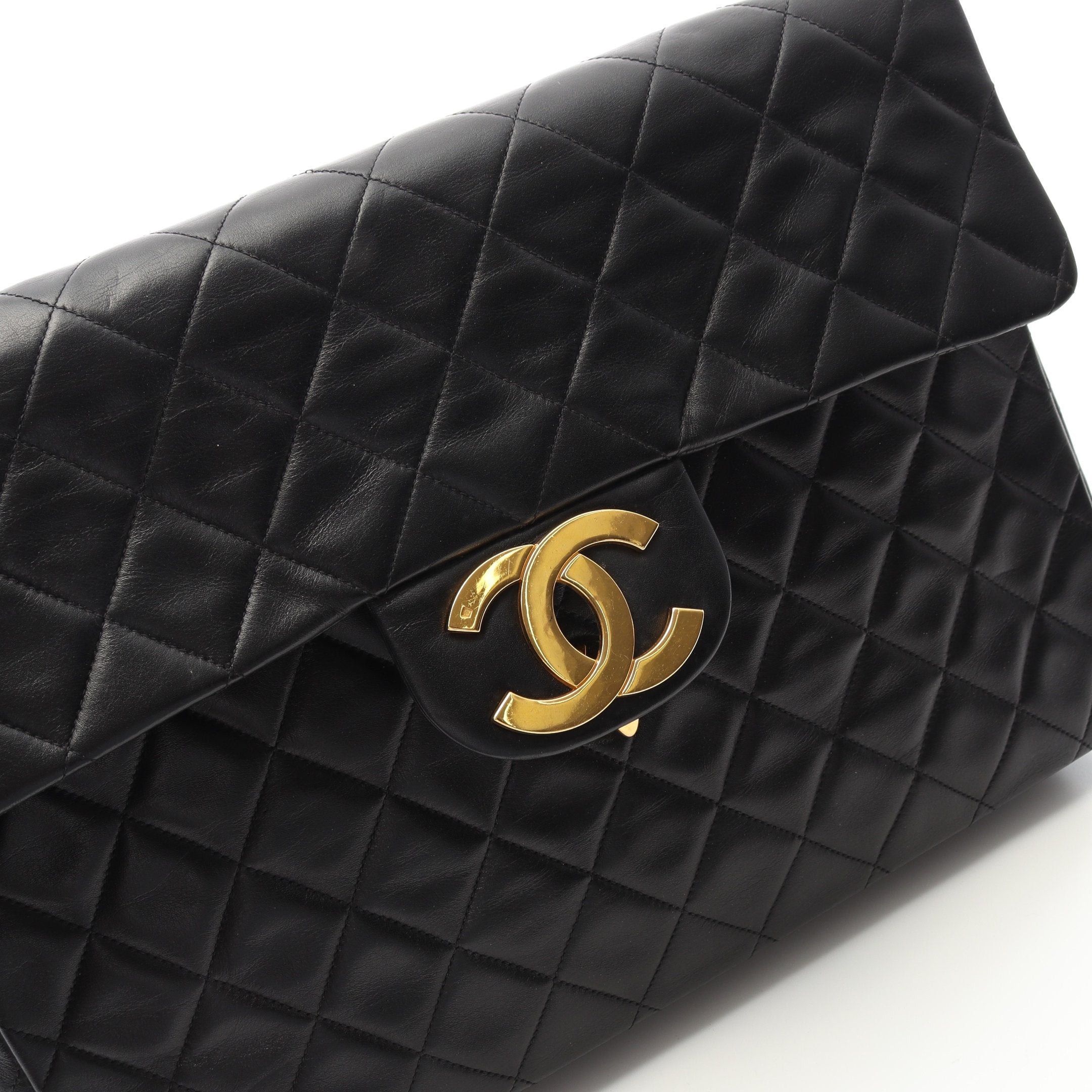 Chanel Chanel Decamatlassé 34 Double Chain Shoulder Bag Lambskin Black Gold Hardware Size ONE SIZE - 7 Thumbnail