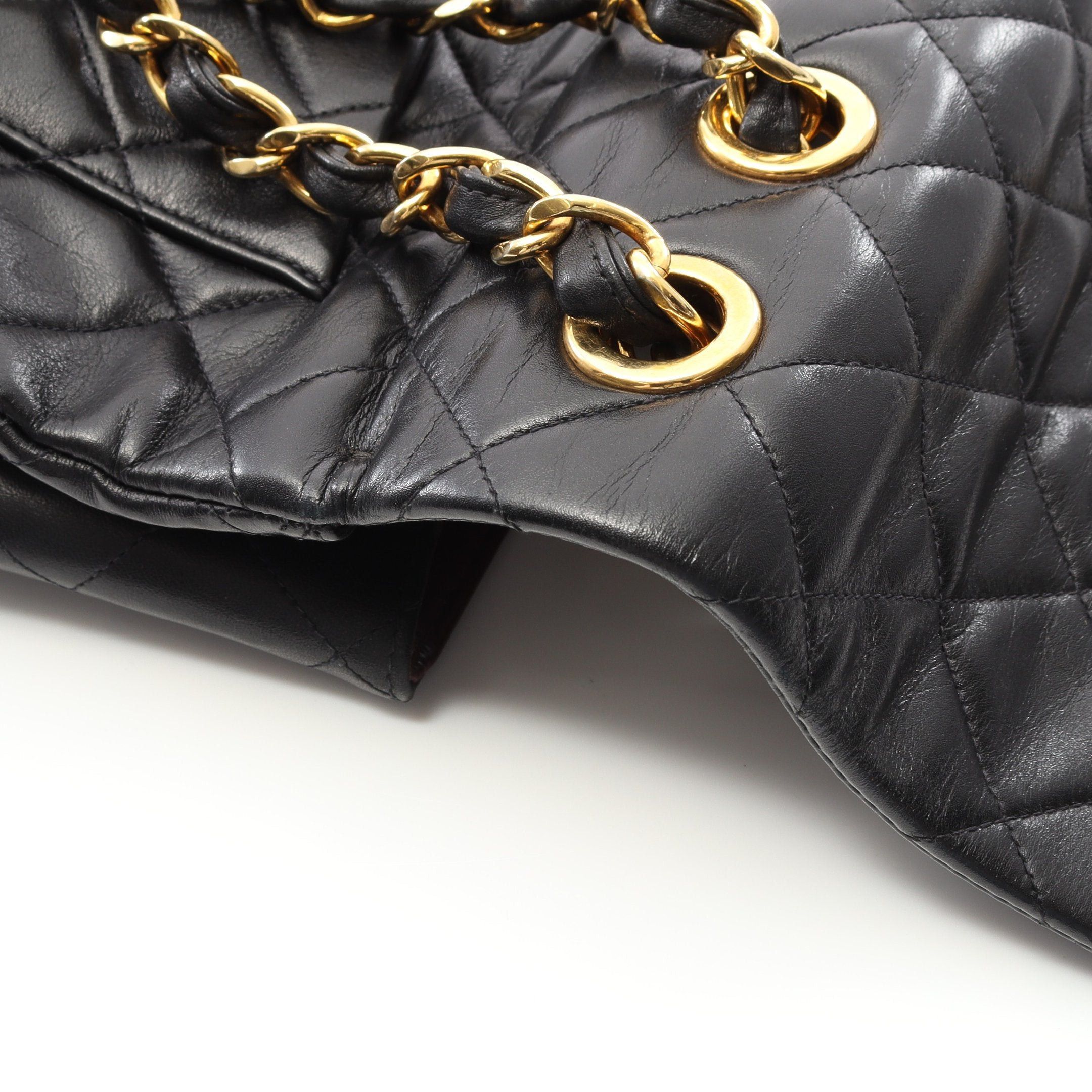 Chanel Chanel Decamatlassé 34 Double Chain Shoulder Bag Lambskin Black Gold Hardware Size ONE SIZE - 8 Thumbnail