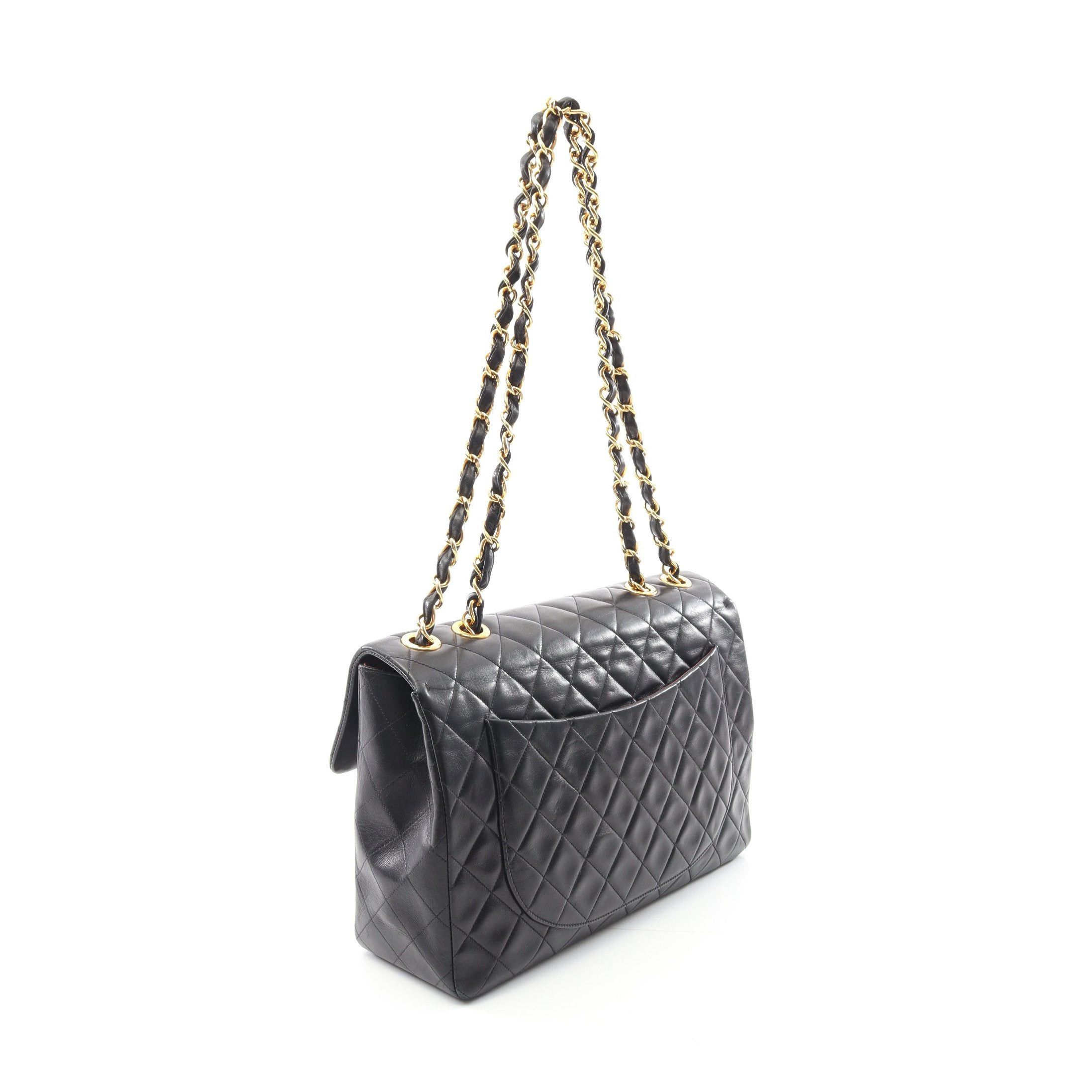Chanel Chanel Decamatlassé 34 Double Chain Shoulder Bag Lambskin Black Gold Hardware Size ONE SIZE - 2 Thumbnail