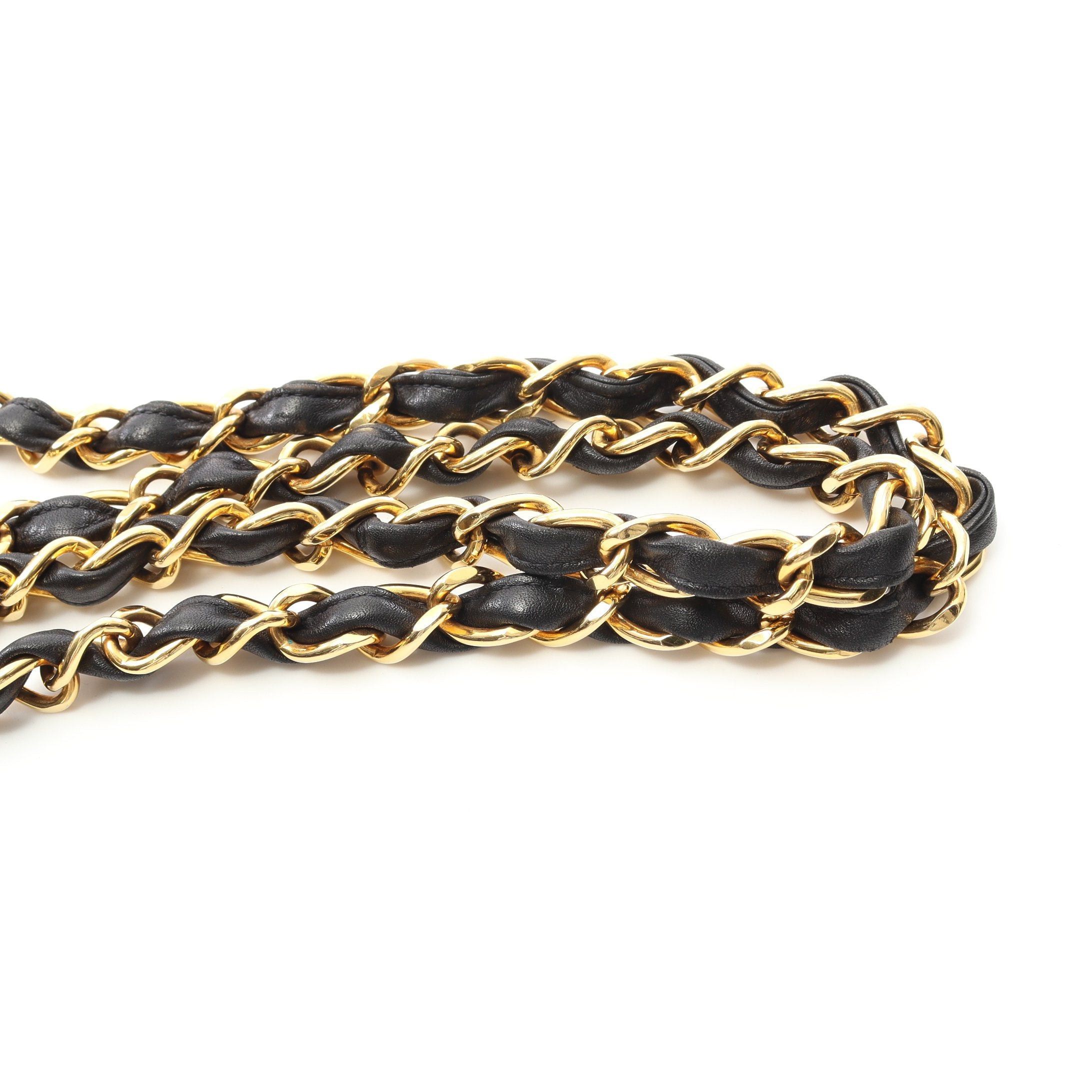 Chanel Chanel Decamatlassé 34 Double Chain Shoulder Bag Lambskin Black Gold Hardware Size ONE SIZE - 9 Thumbnail
