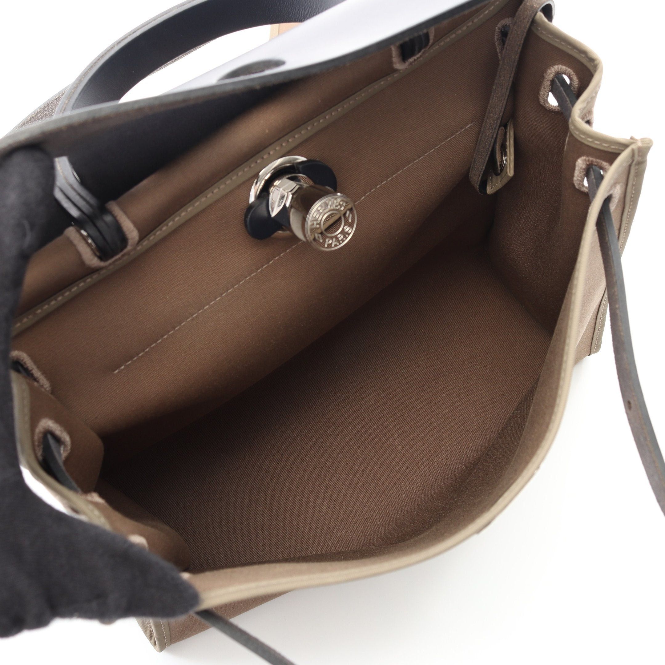 Hermes Hermes Herbag Zip Pm Etoupe Blue Indigo Handbag Toile Officier Vache Hunter Gray Brown Navy Silver Hardware C Engraved Size ONE SIZE - 3 Thumbnail