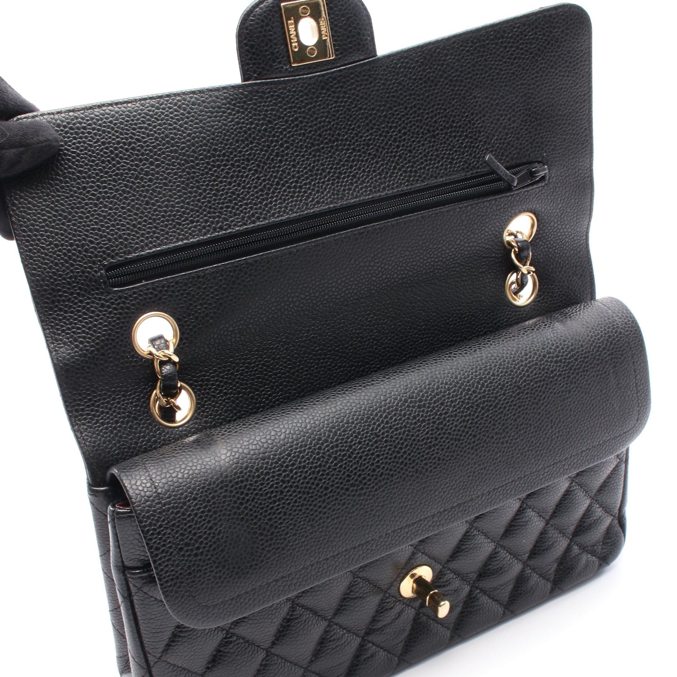 Chanel Chanel Matelasse Double Flap Chain Shoulder Bag Caviar Skin Black Gold Hardware Size ONE SIZE - 7 Thumbnail