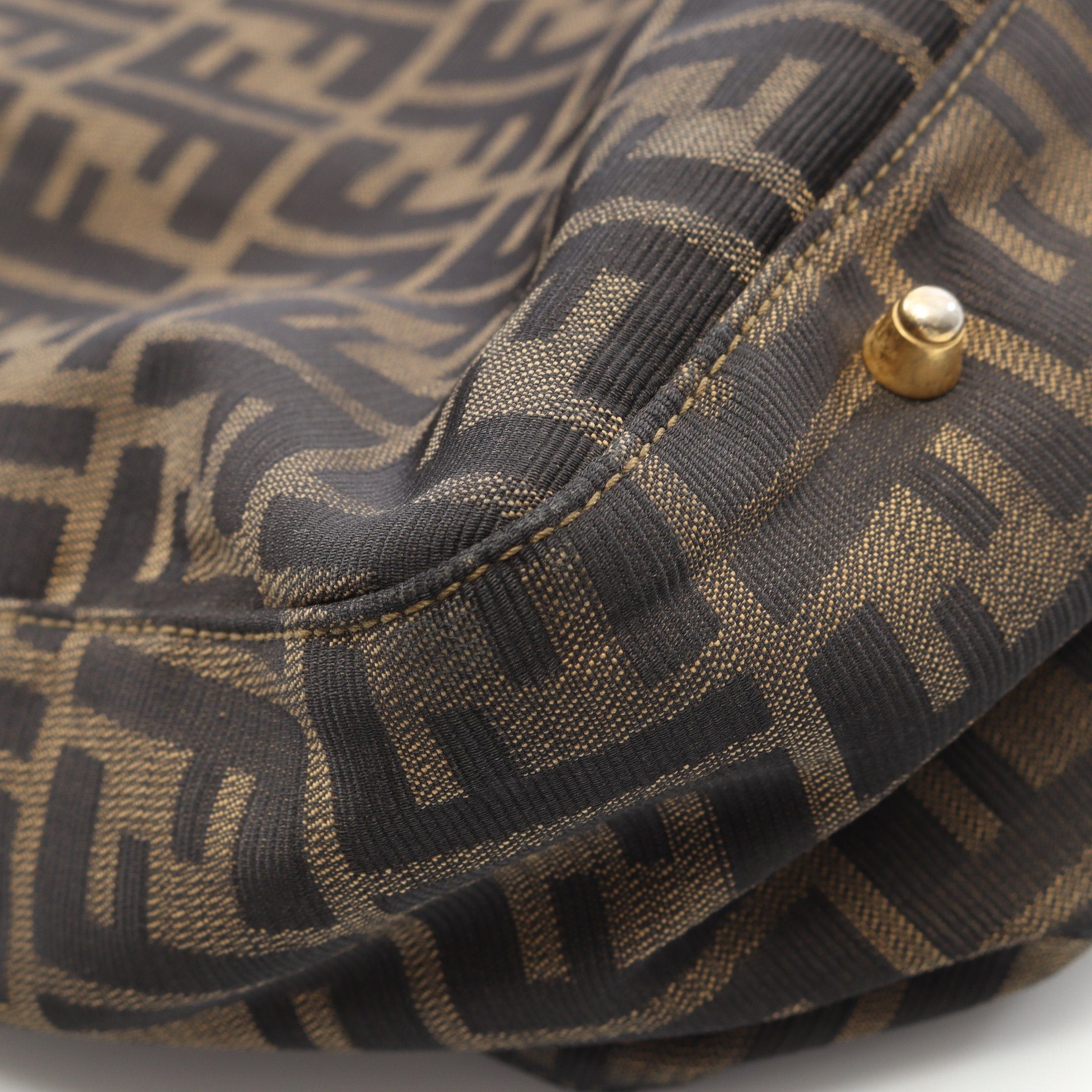 Fendi Fendi Zucca Handbag Tote Bag Canvas Leather Brown Dark Size ONE SIZE - 7 Thumbnail