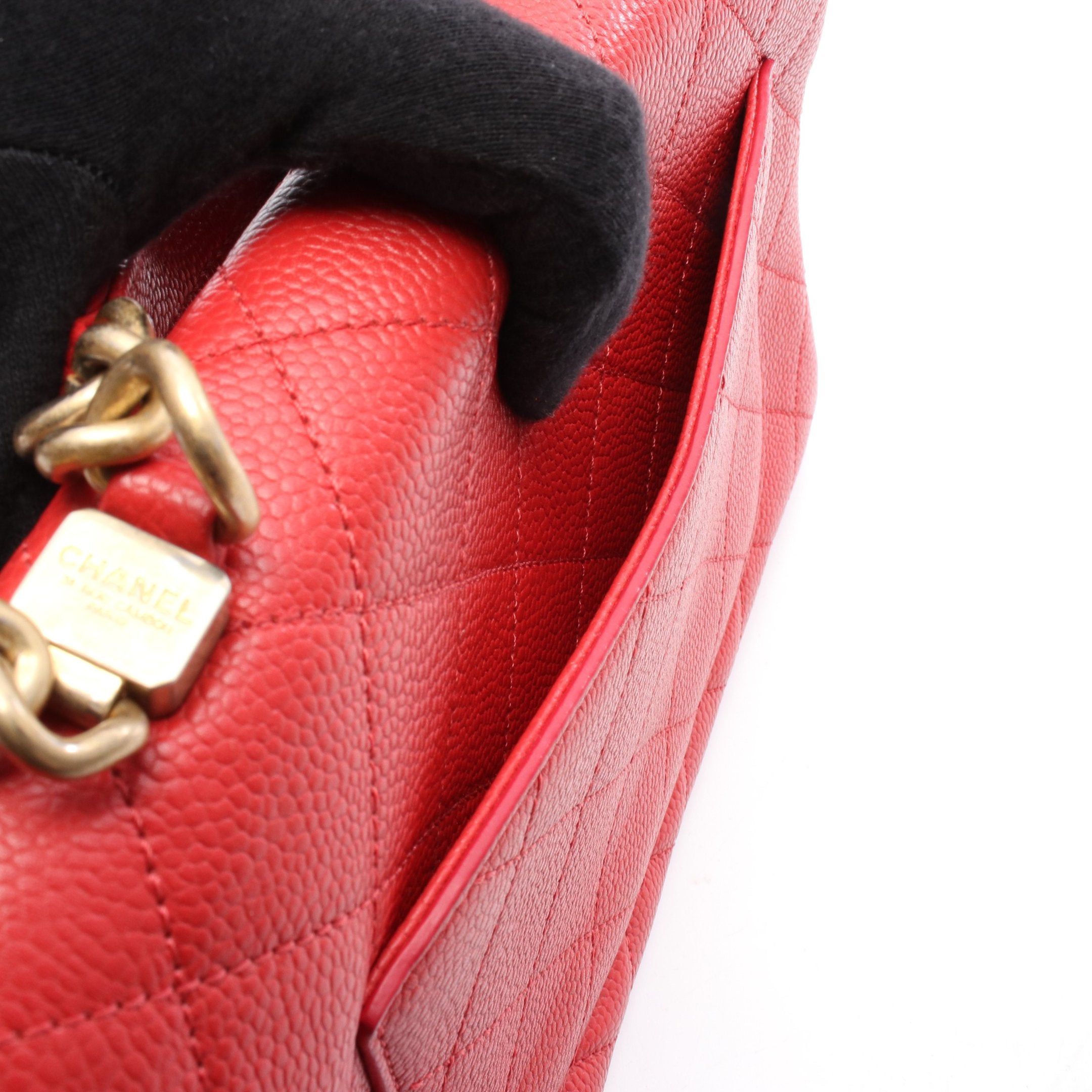Chanel Chanel Matelasse Top Handle Chain Shoulder Bag Caviar Skin Red Gold Hardware Size ONE SIZE - 6 Thumbnail